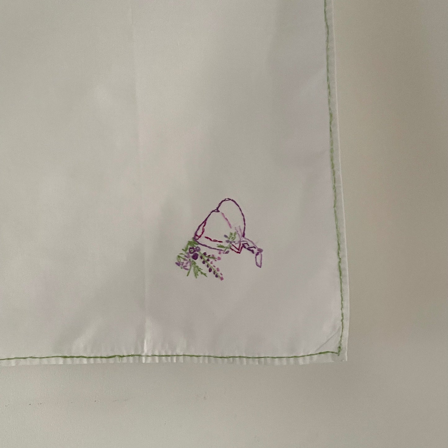 Vintage Crinoline Lady Motif Hand Embroidered Table Cloth Mat