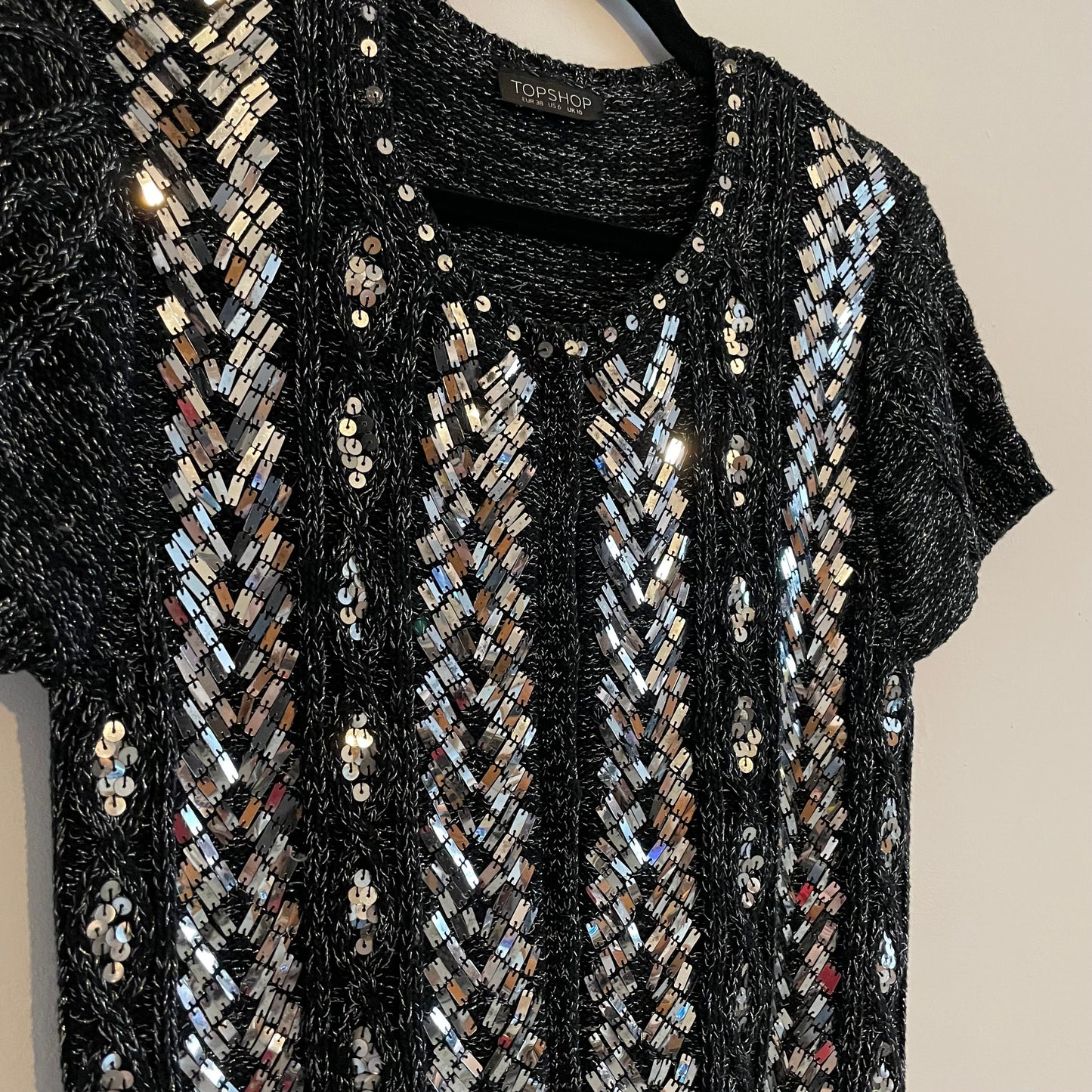 Knitwear Preloved Topshop Kate Moss Black Sequin Cardigan