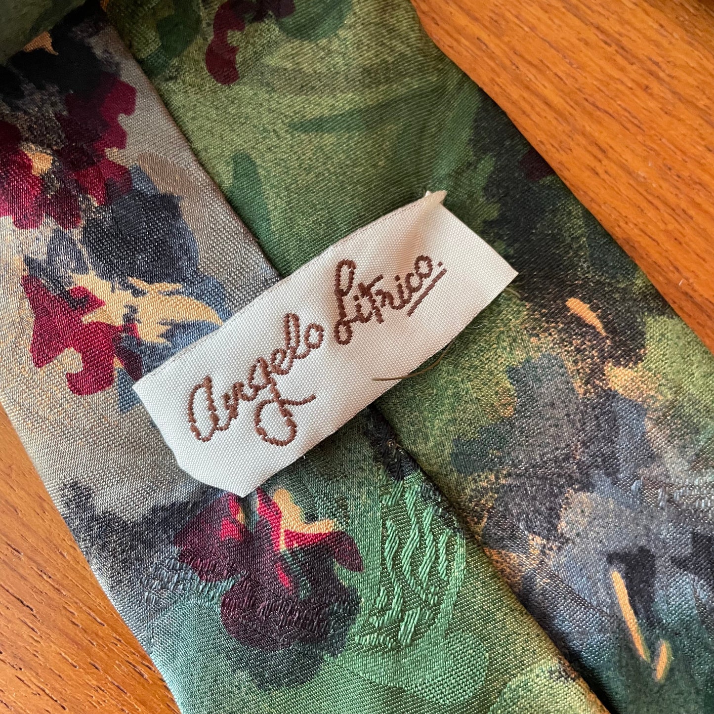 Vintage Angelo Litrico Green and Blue Patterned Men's Tie