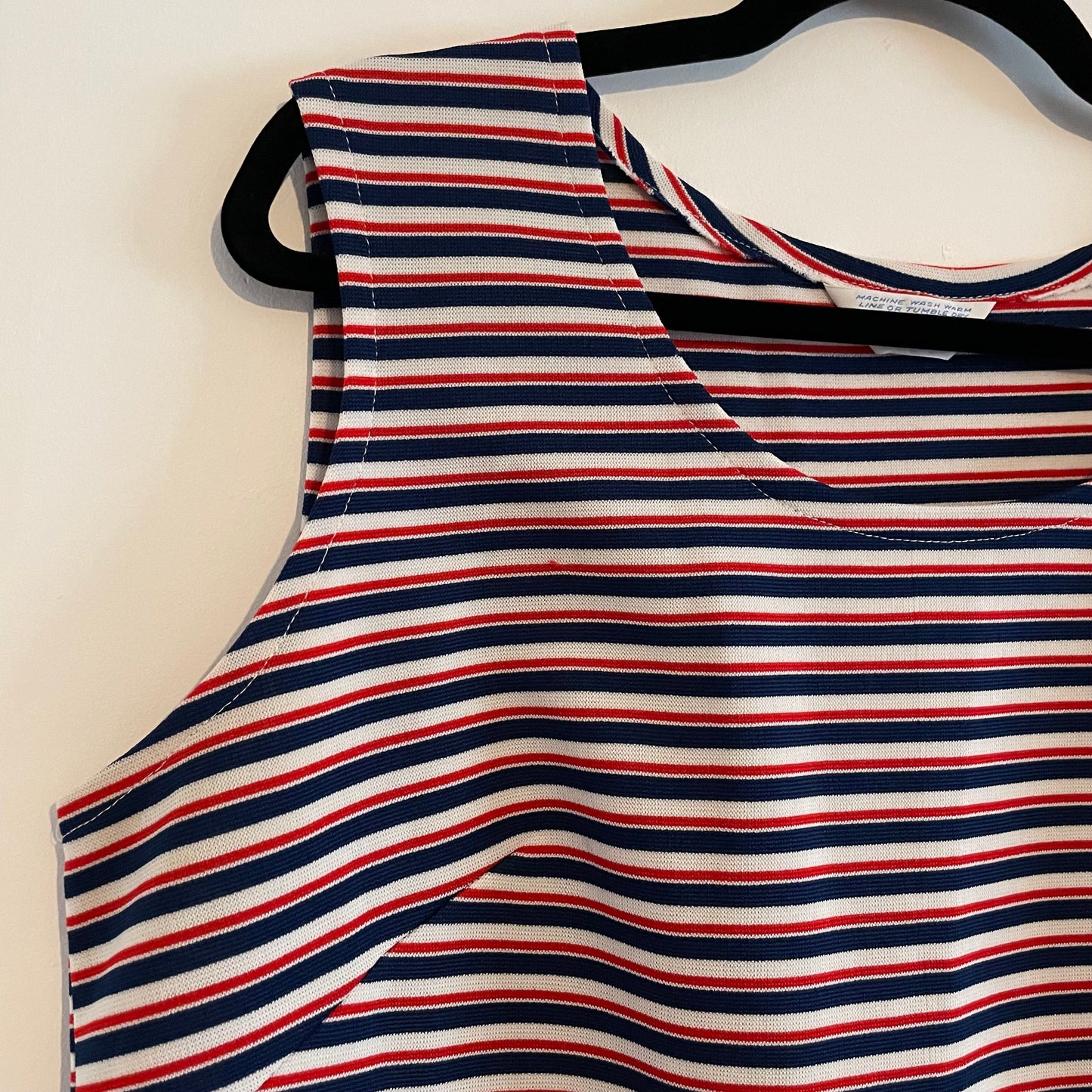 Vintage 1970s Sears Nautical Stripe Tank Top Red White Blue