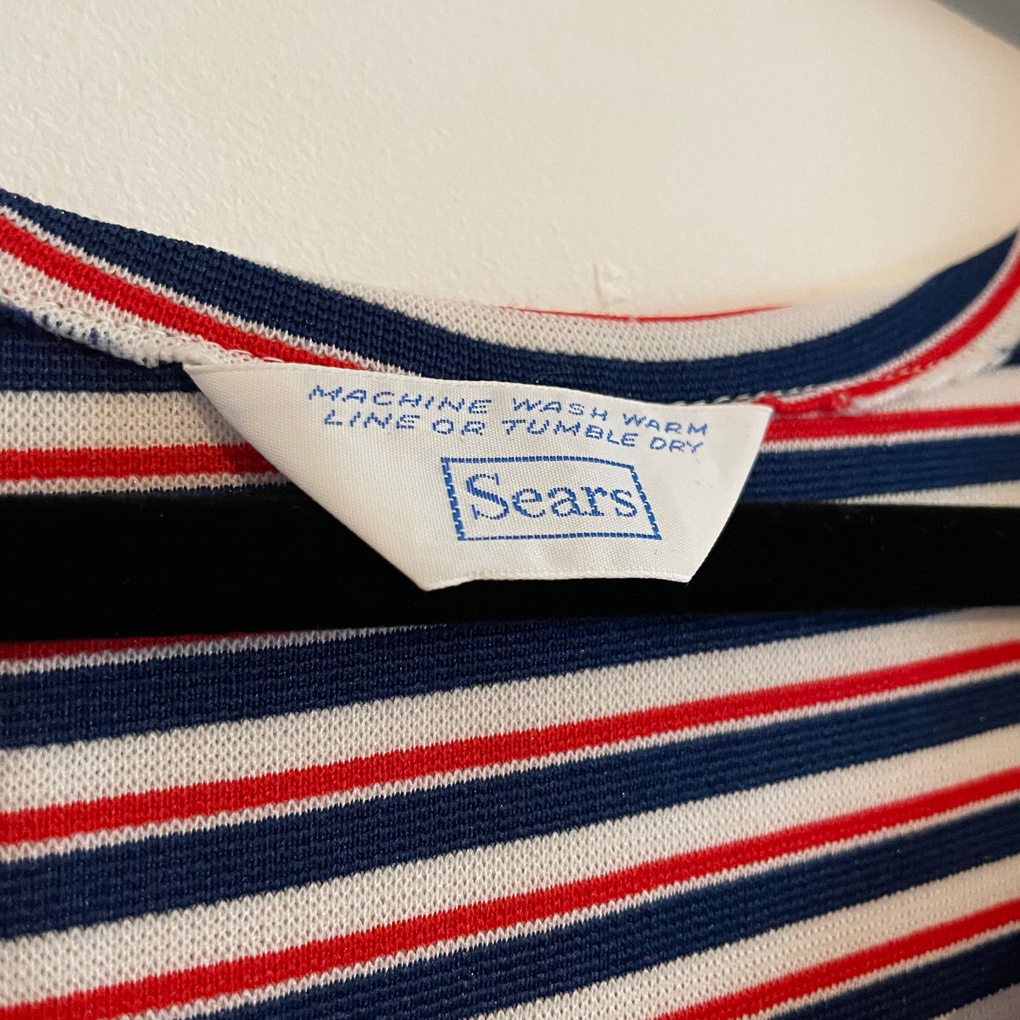 Vintage 1970s Sears Nautical Stripe Tank Top Red White Blue