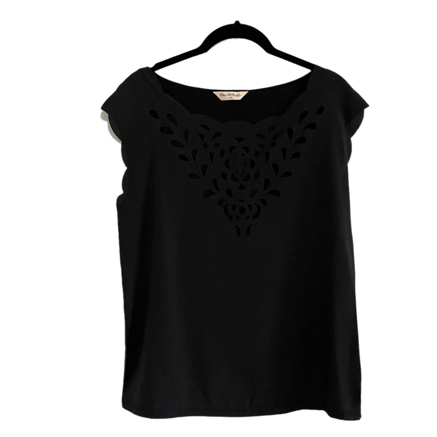 Vintage Miss Selfridge Black Cut Out Detail Blouse Top