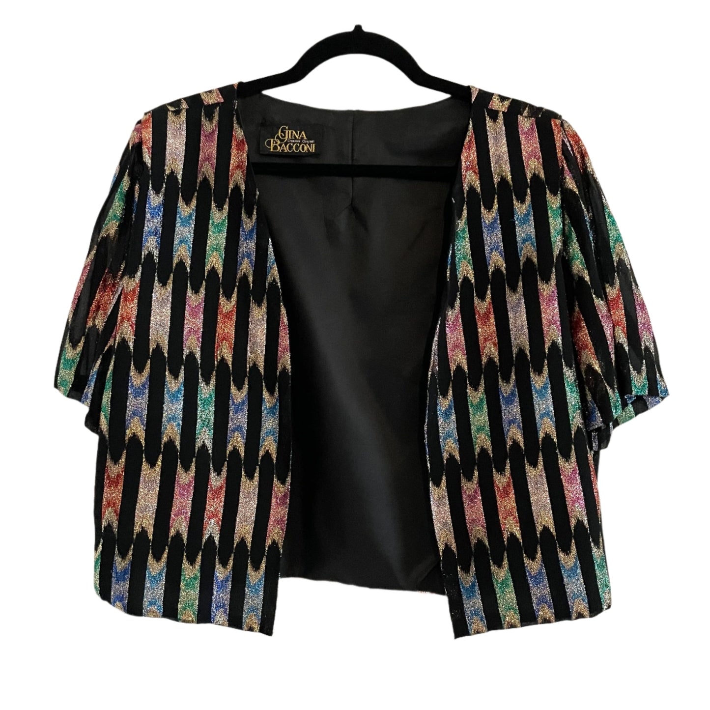 Top Vintage Gina Bacconi Black Multicoloured Sparkle Jacket