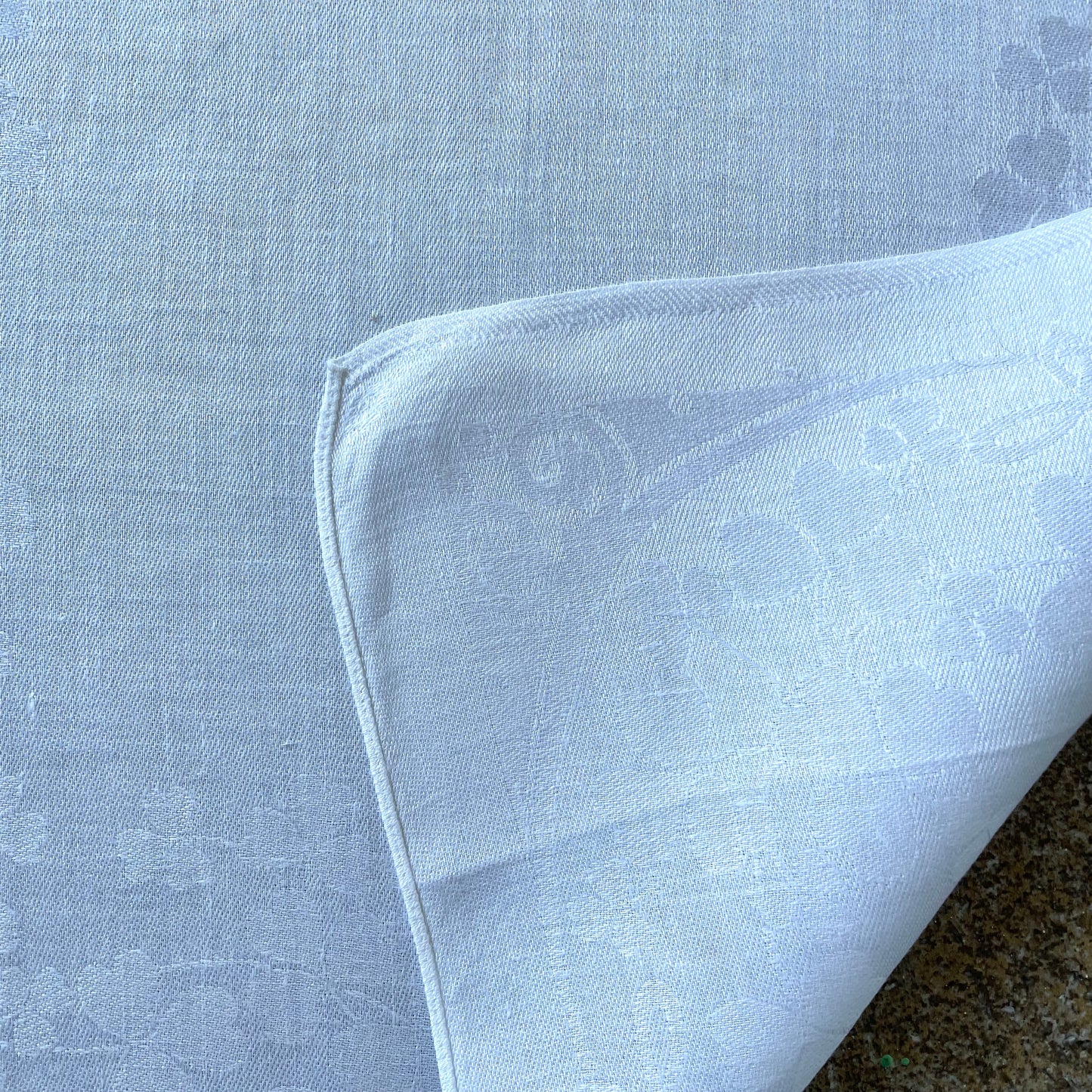 Vintage Set of Three Square White Floral Handmade Placemats Napkins