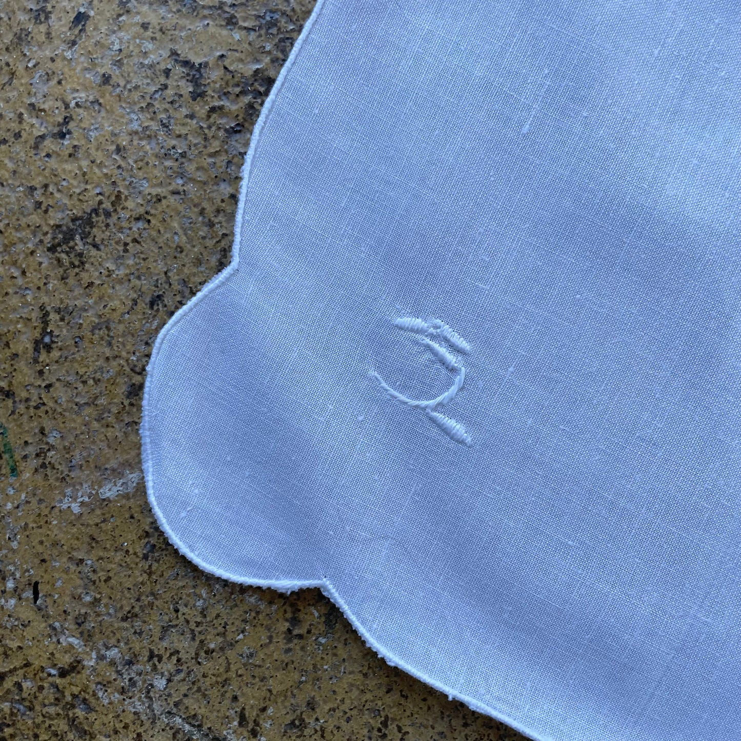 Vintage Set of Four Hand Embroidered Scallop Placemats Bundle