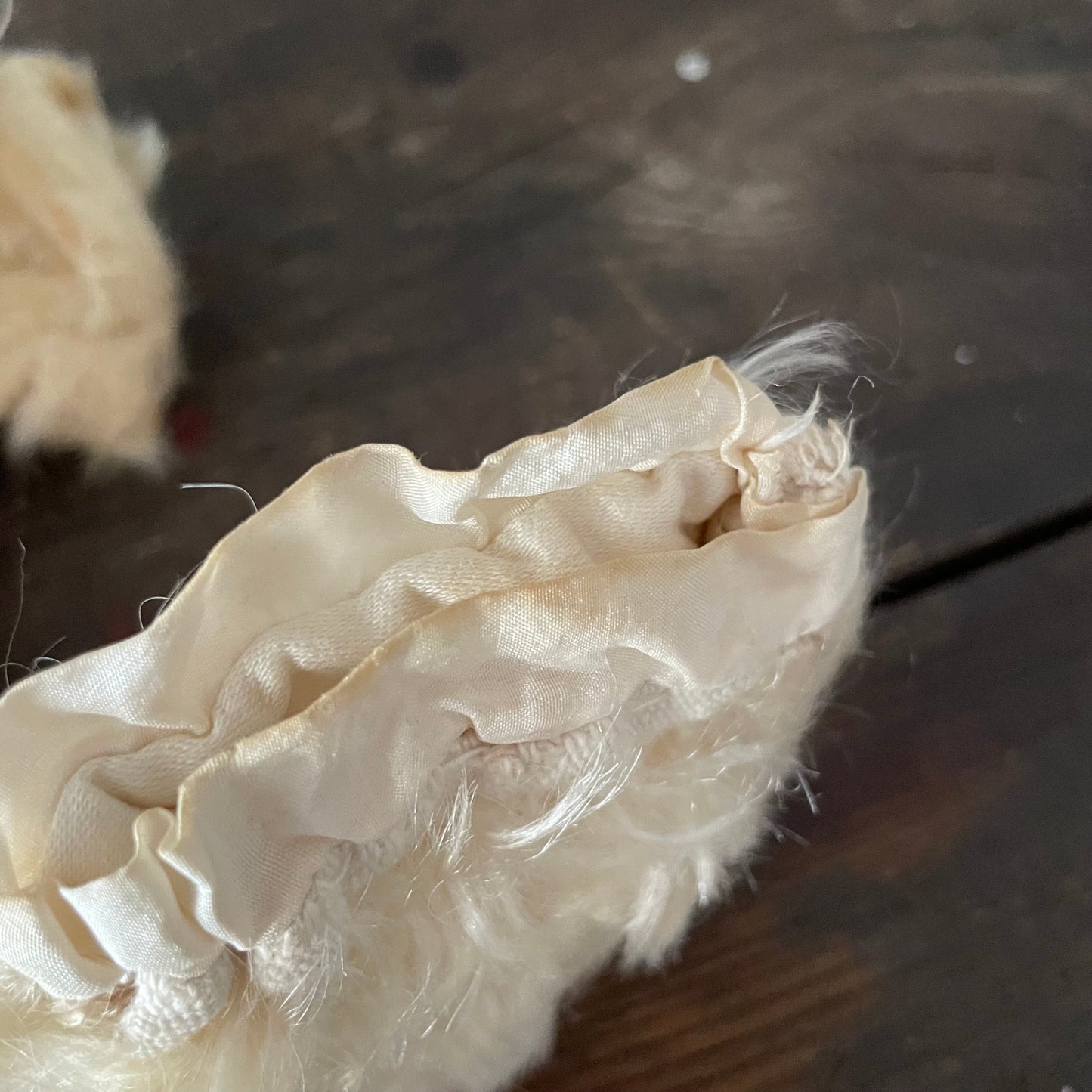 Antique Cream Dolls Coat and Muff with Fur Trim for Collectors