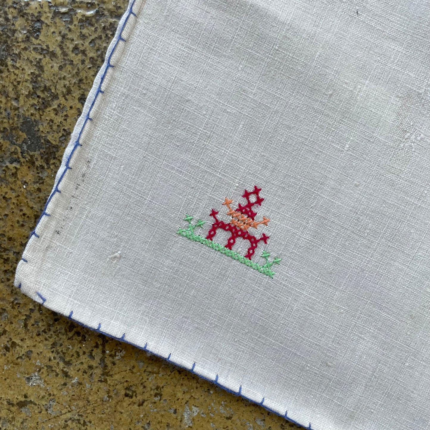 Vintage Set of Four Cream Handmade Cross Stitch Placemats Napkins