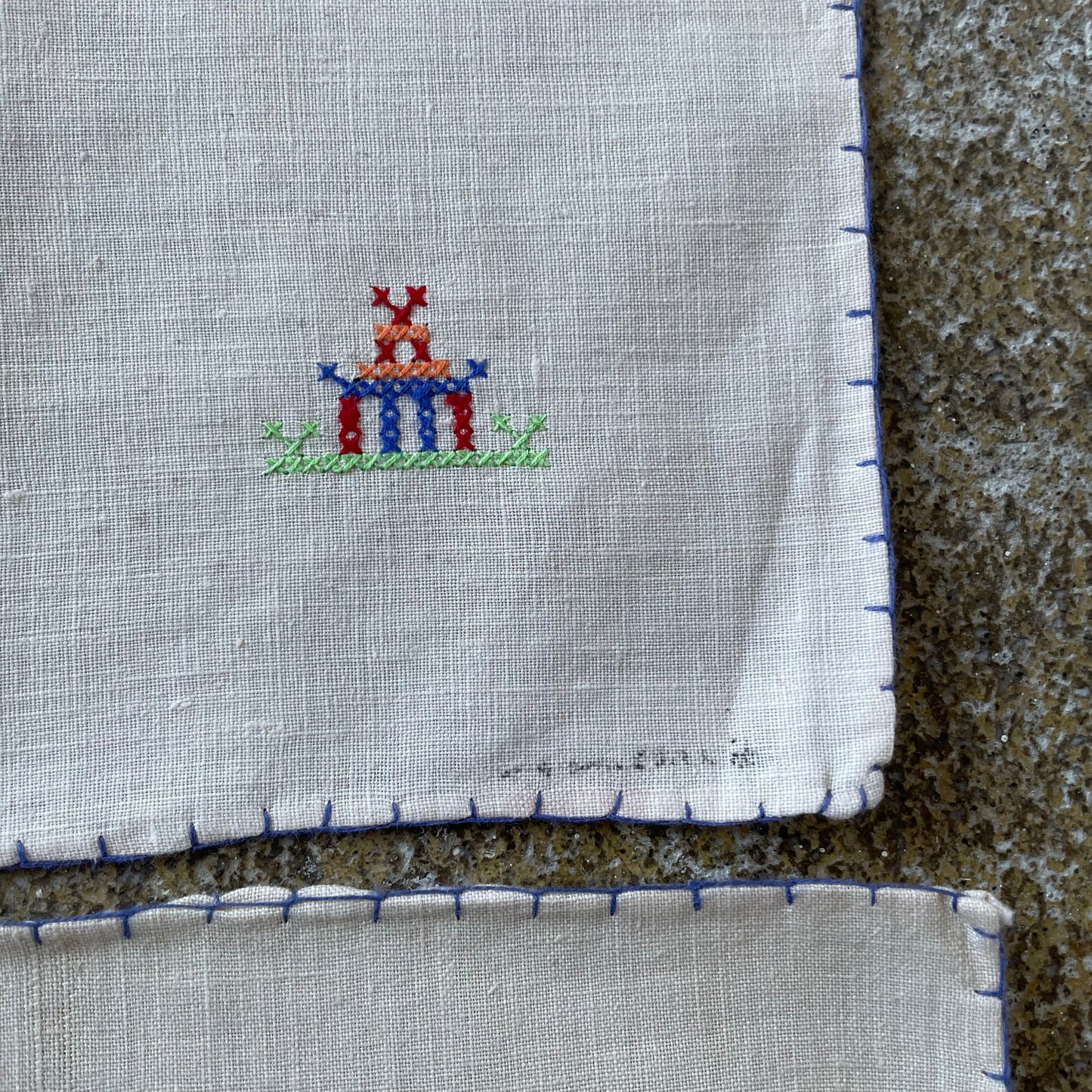 Vintage Set of Four Cream Handmade Cross Stitch Placemats Napkins