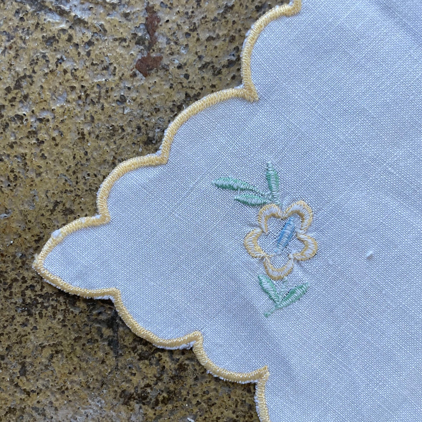 Vintage Set of Three Pastel Floral Embroidered Placemats