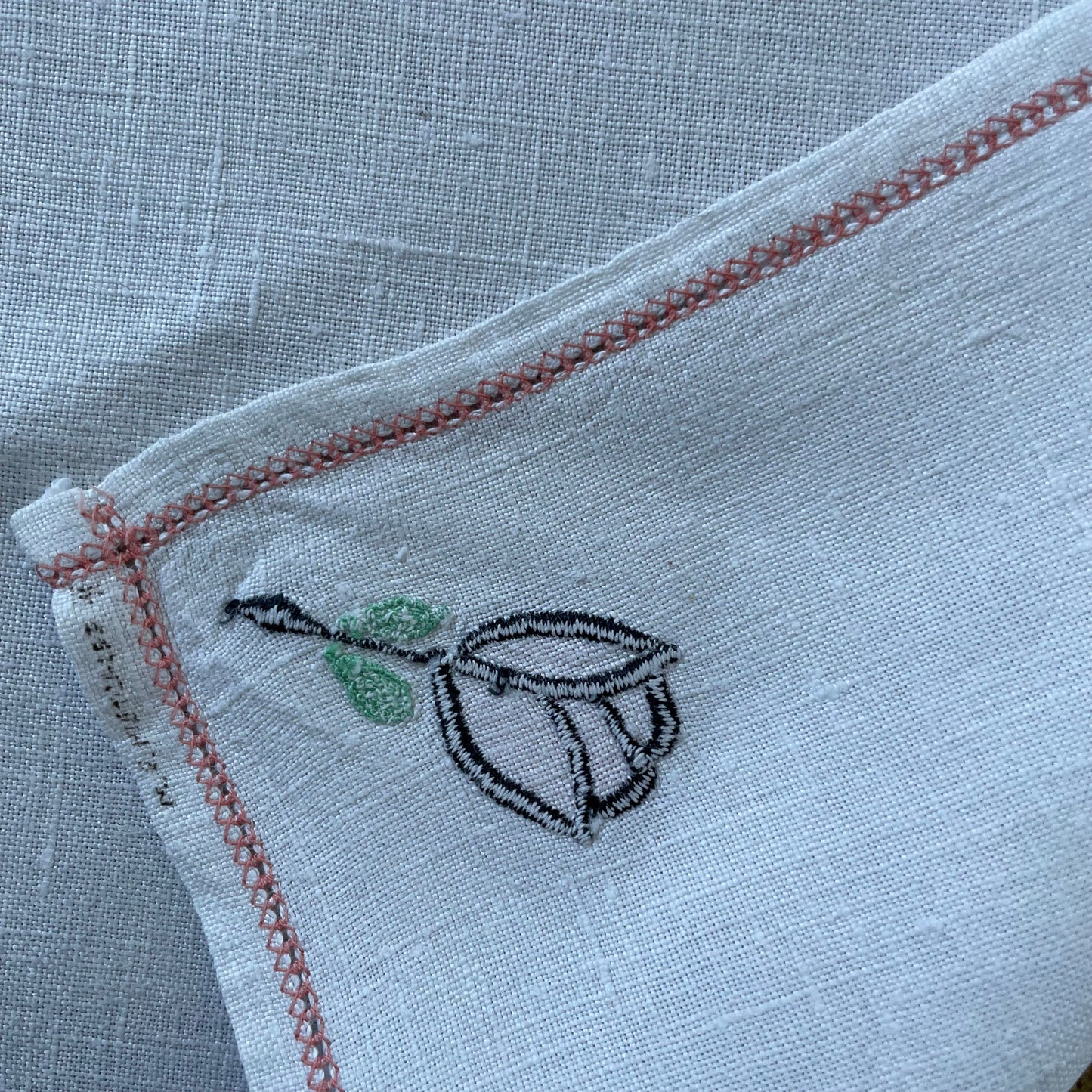 Vintage Set of Two Rose Pink and White Handmade Dressing Table Cloths