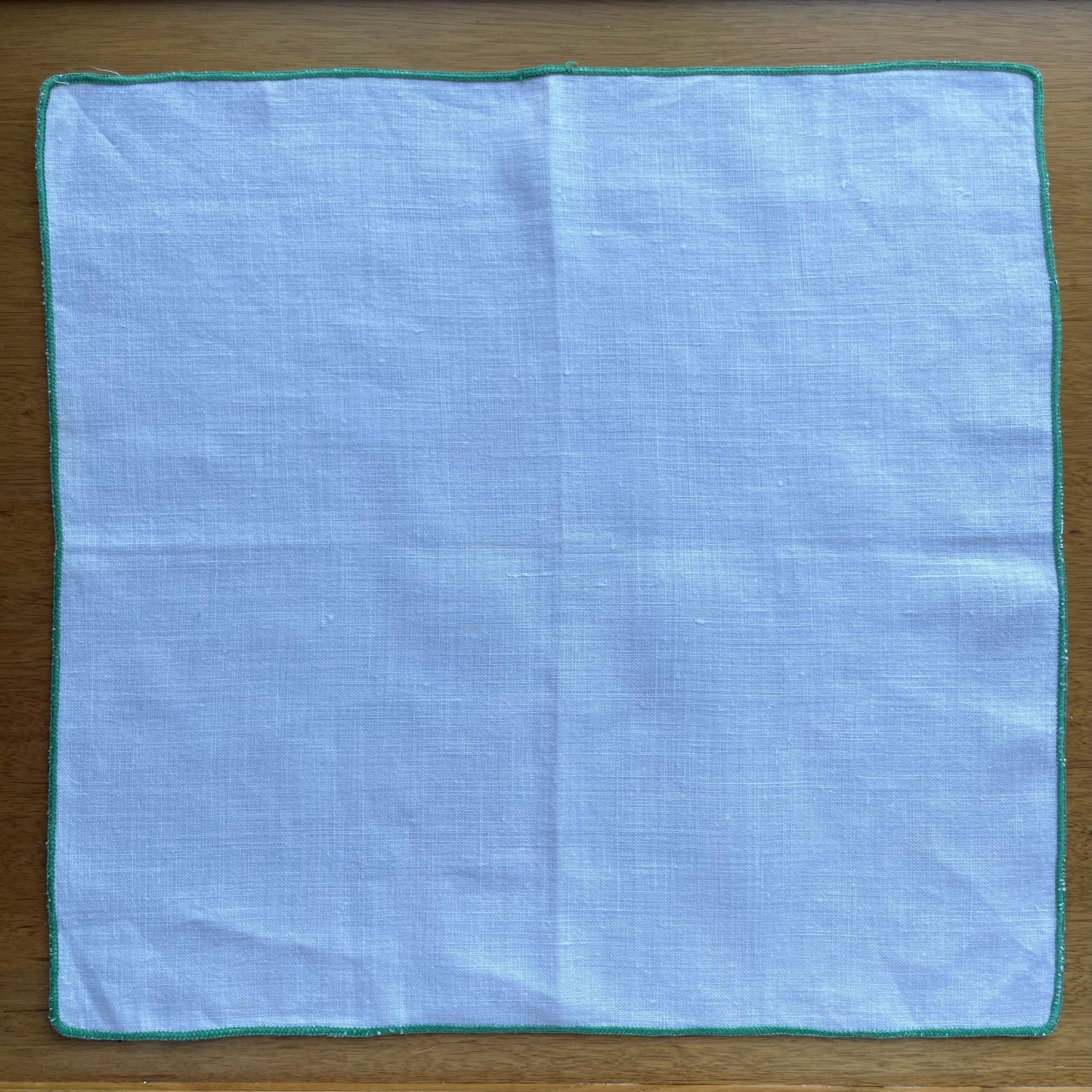 Vintage White and Green Embroidered Square Placemat Napkin