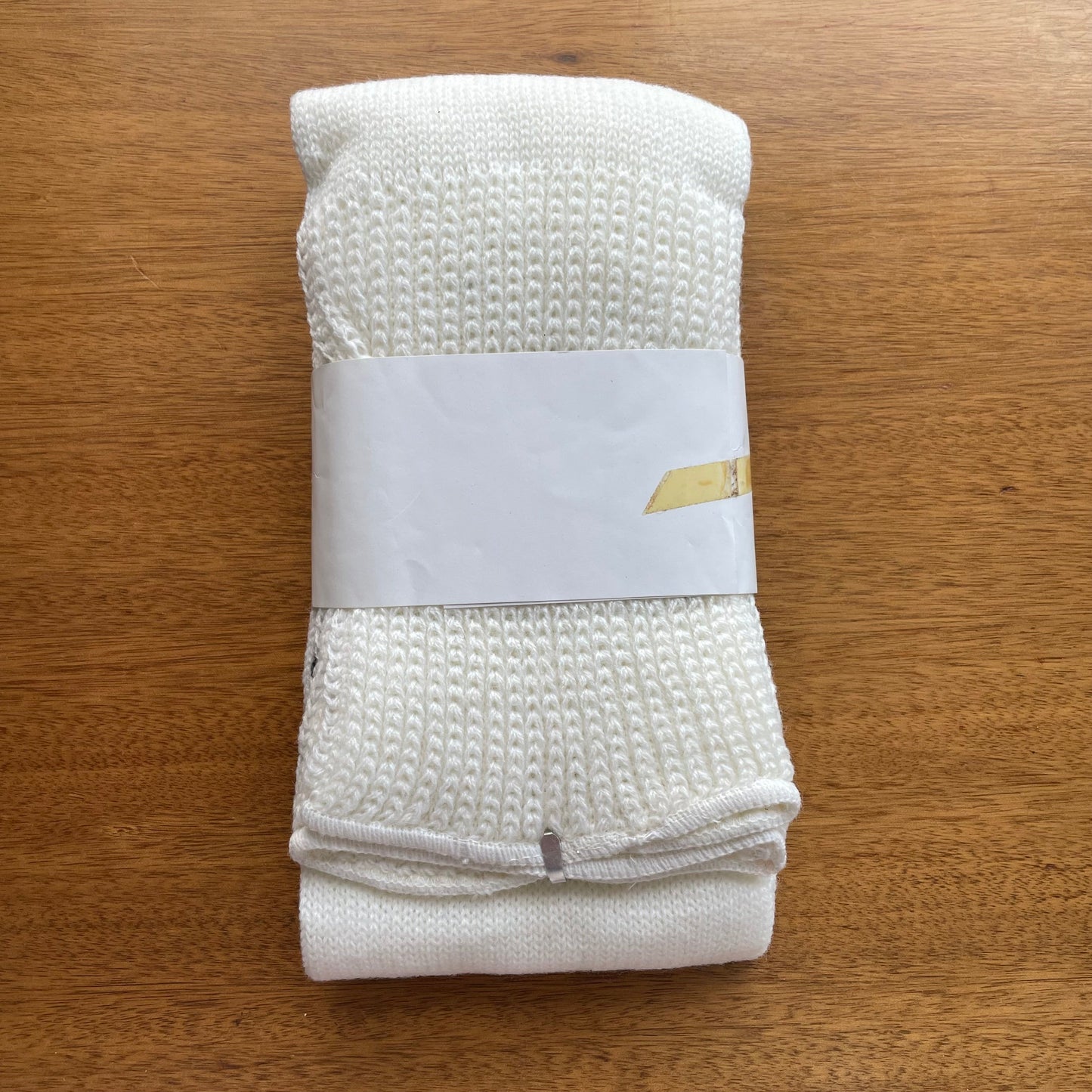 Vintage Deadstock Knitted Winter Star Pattern Legwarmers by Golden Charm One Size White and Black