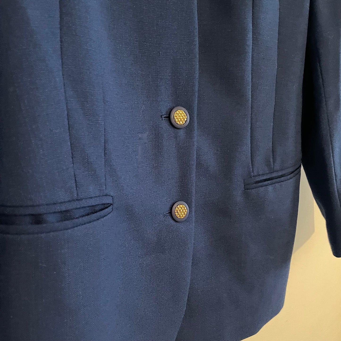 Jacket Vintage Blue Longline Collarless 80s Blazer for Unique Style