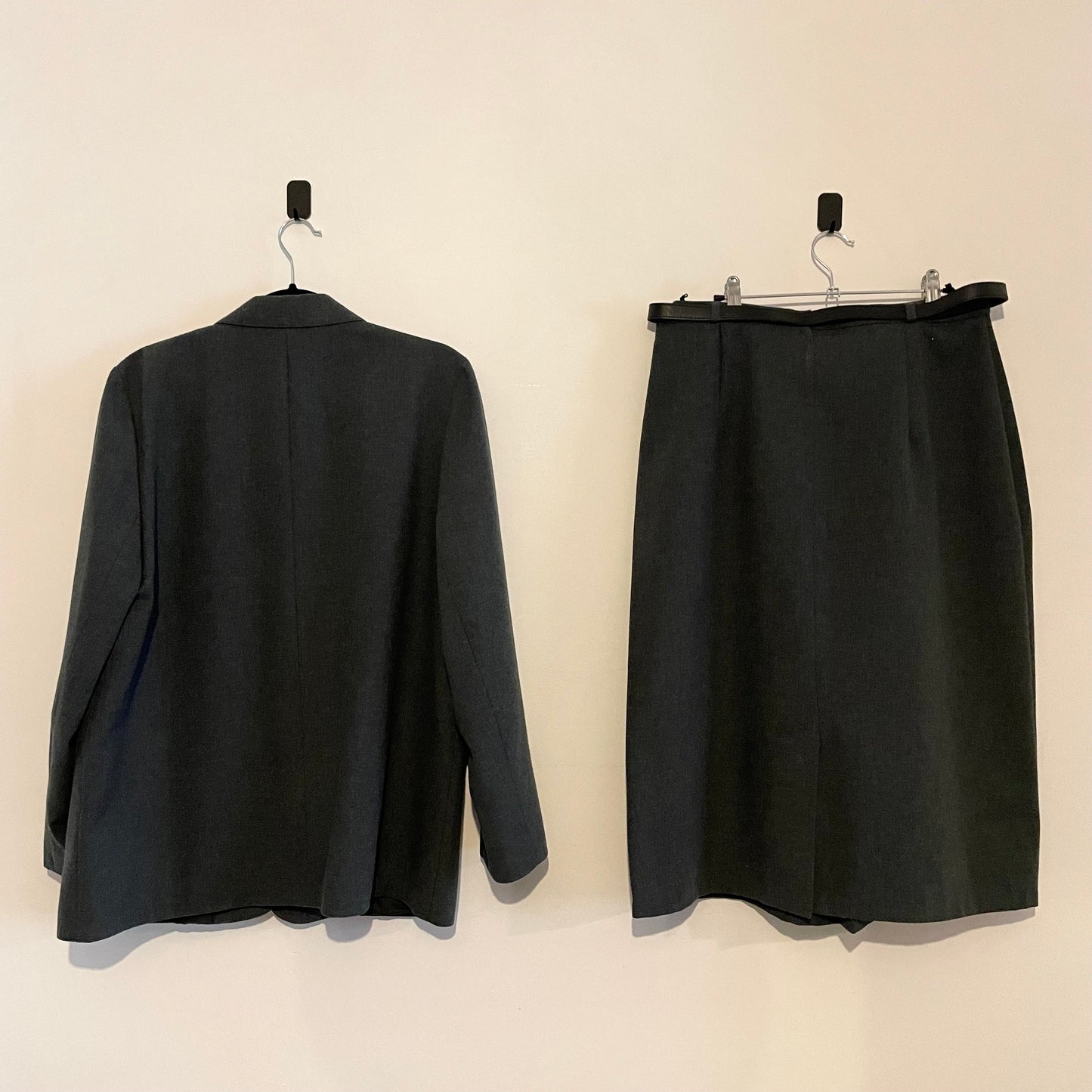 Skirt Suit Set Vintage Debenhams Grey Two Piece Ensemble