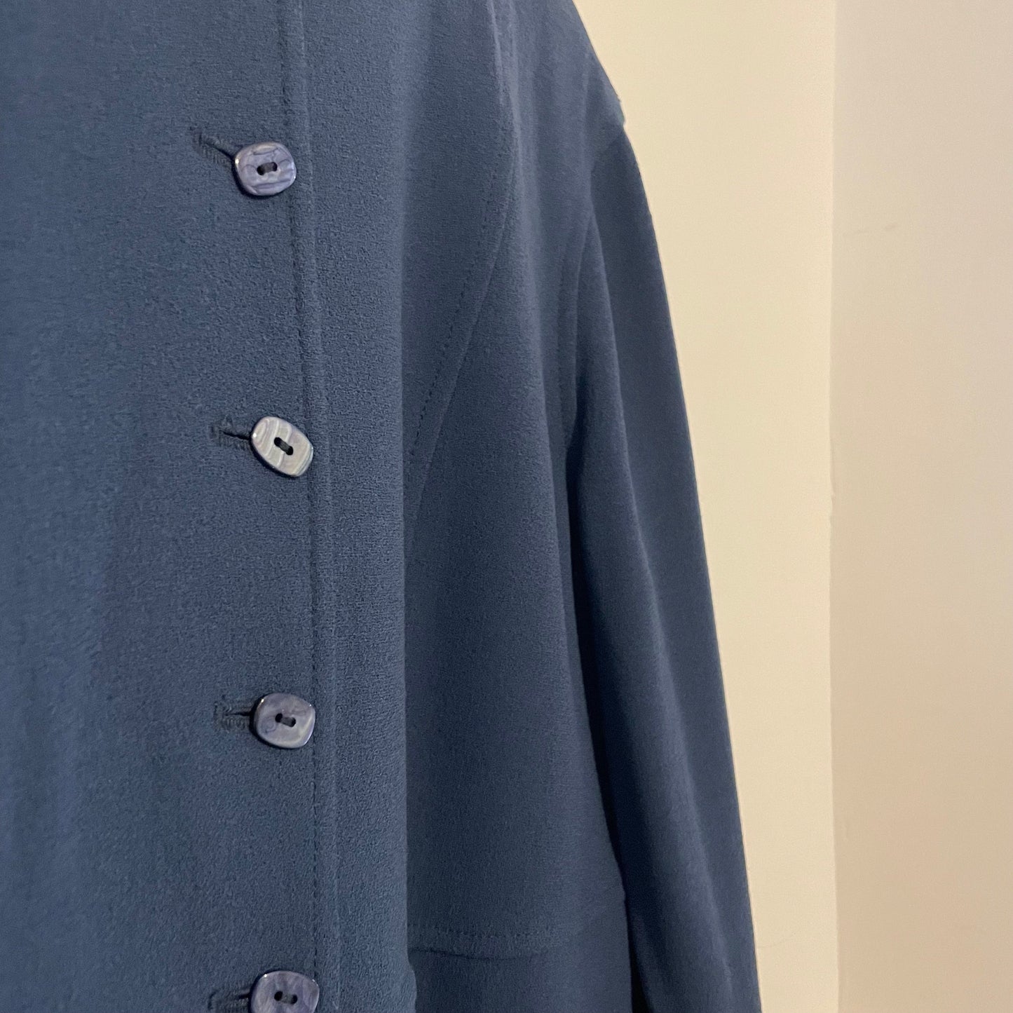 Coat Vintage Jaeger Pure New Wool Navy Blue Overcoat Made in Britain