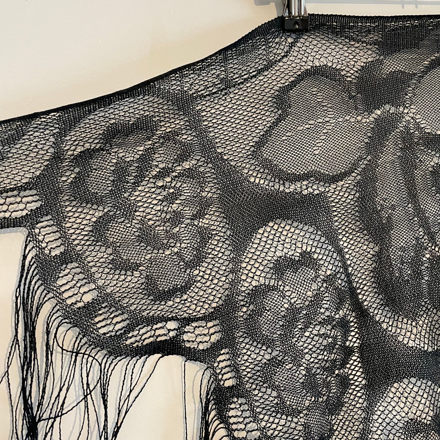 Antique Victorian Black Lace Triangular Shawl Vintage Accessory