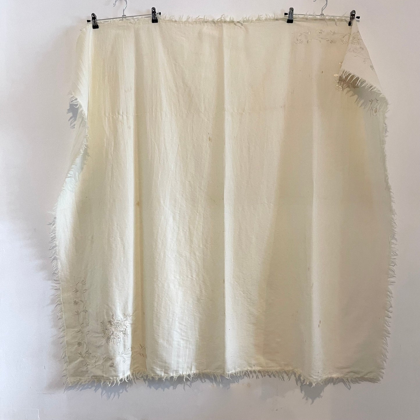 Blanket Antique Cream 100% Hand Embroidered Stunning Baby Blanket