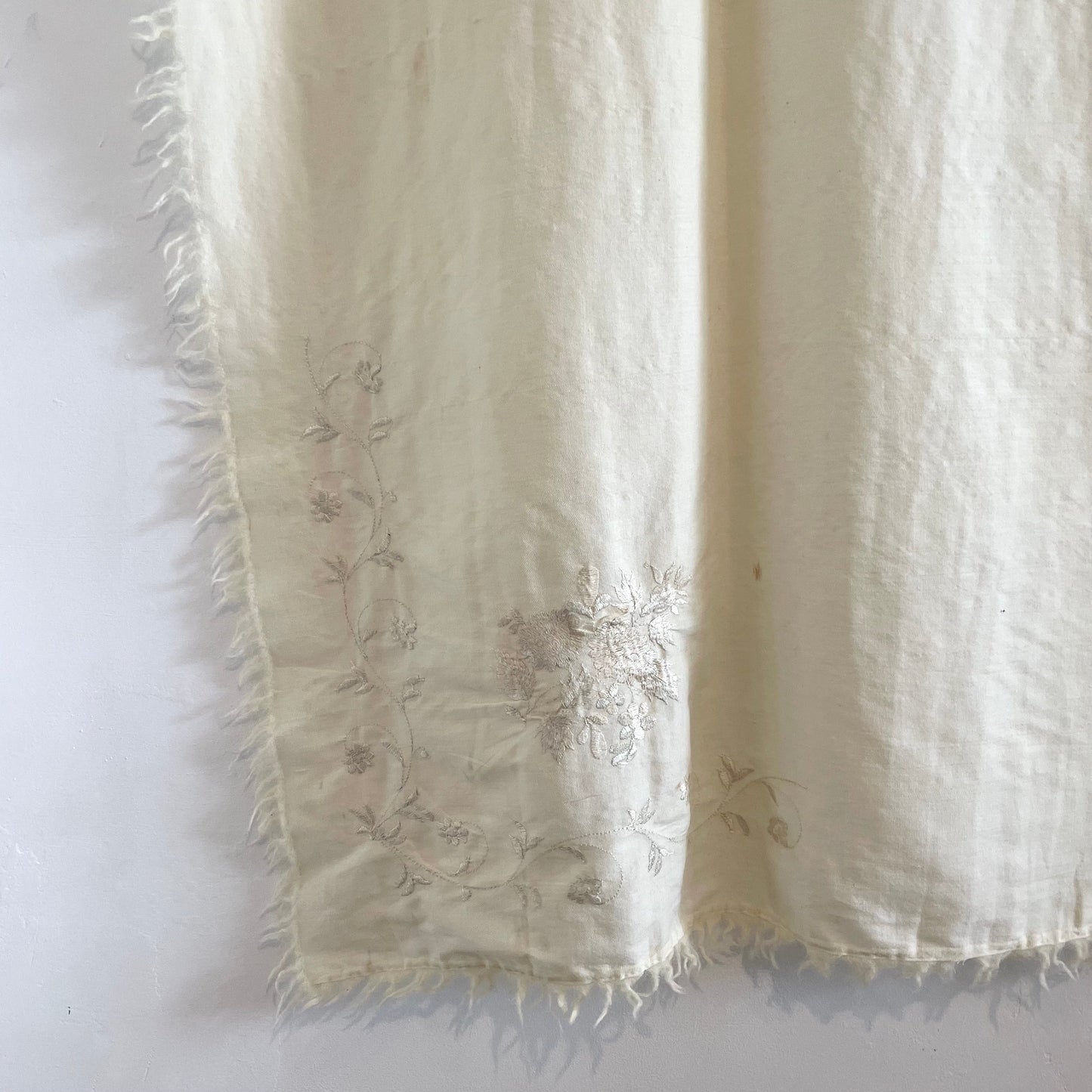 Blanket Antique Cream 100% Hand Embroidered Stunning Baby Blanket