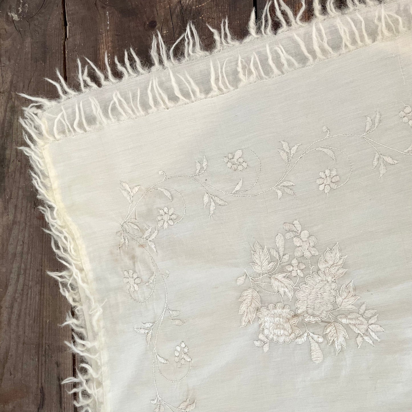 Blanket Antique Cream 100% Hand Embroidered Stunning Baby Blanket