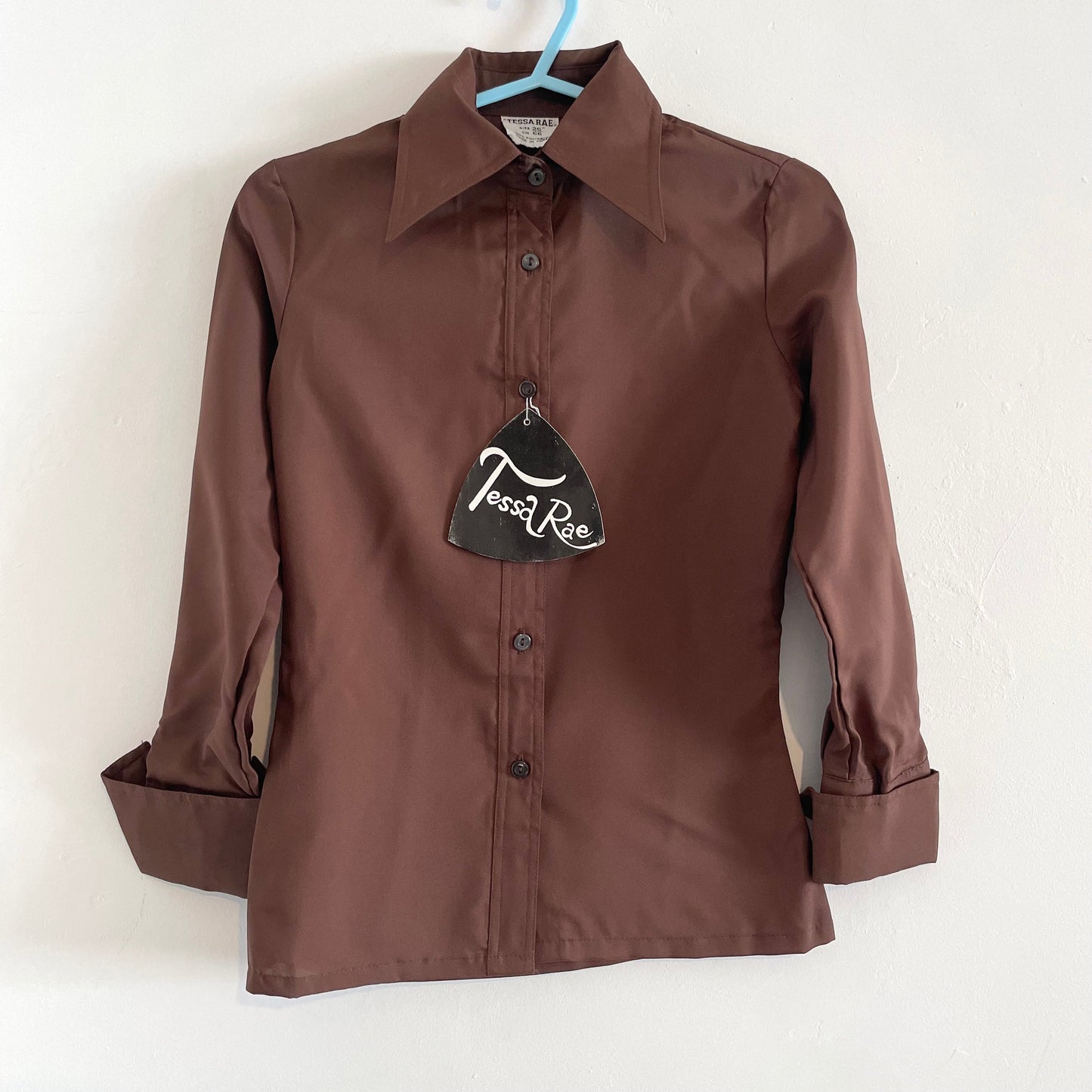 Shirt Vintage Deadstock Tessa Rae Brown Children's 70s Dagger Collar