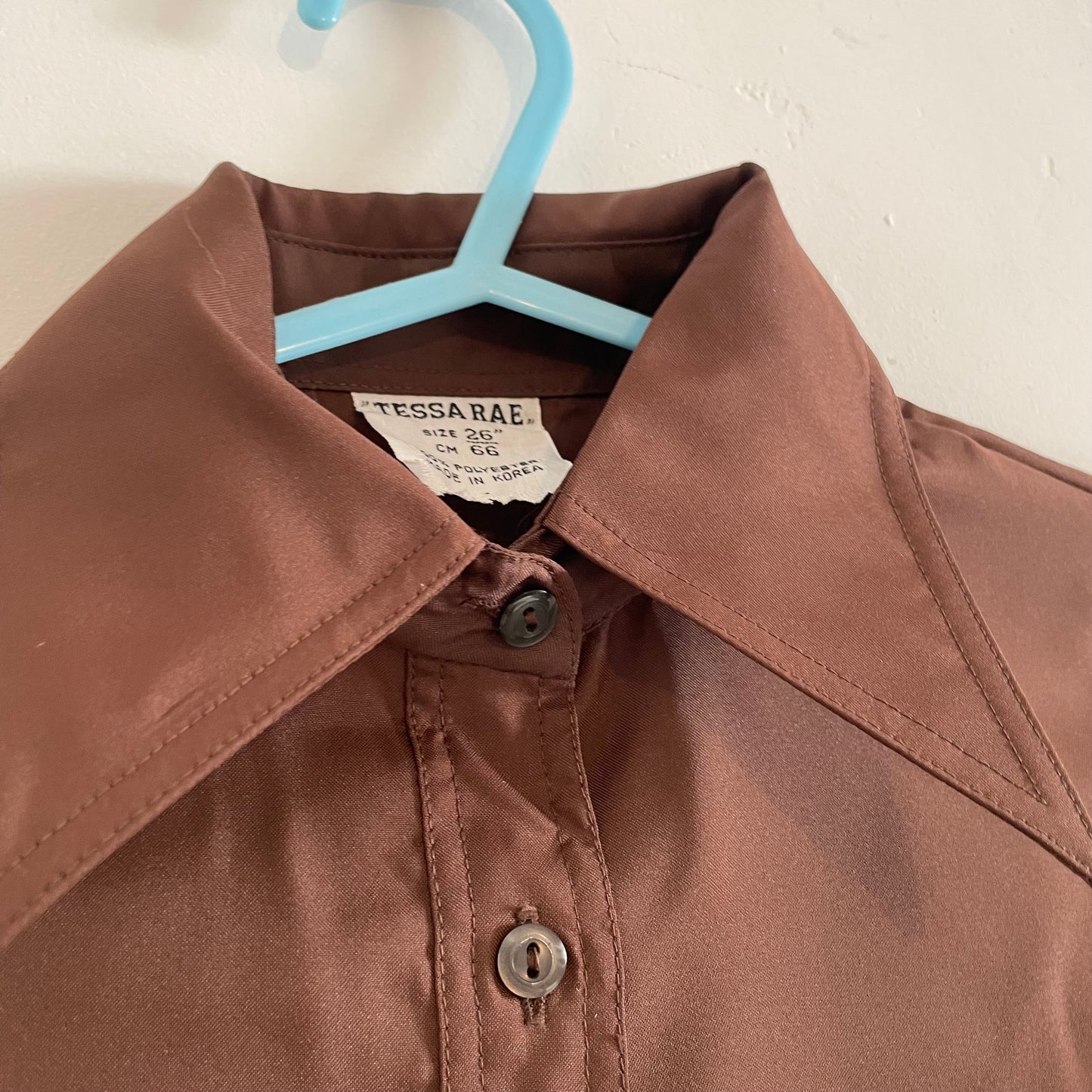 Shirt Vintage Deadstock Tessa Rae Brown Children's 70s Dagger Collar