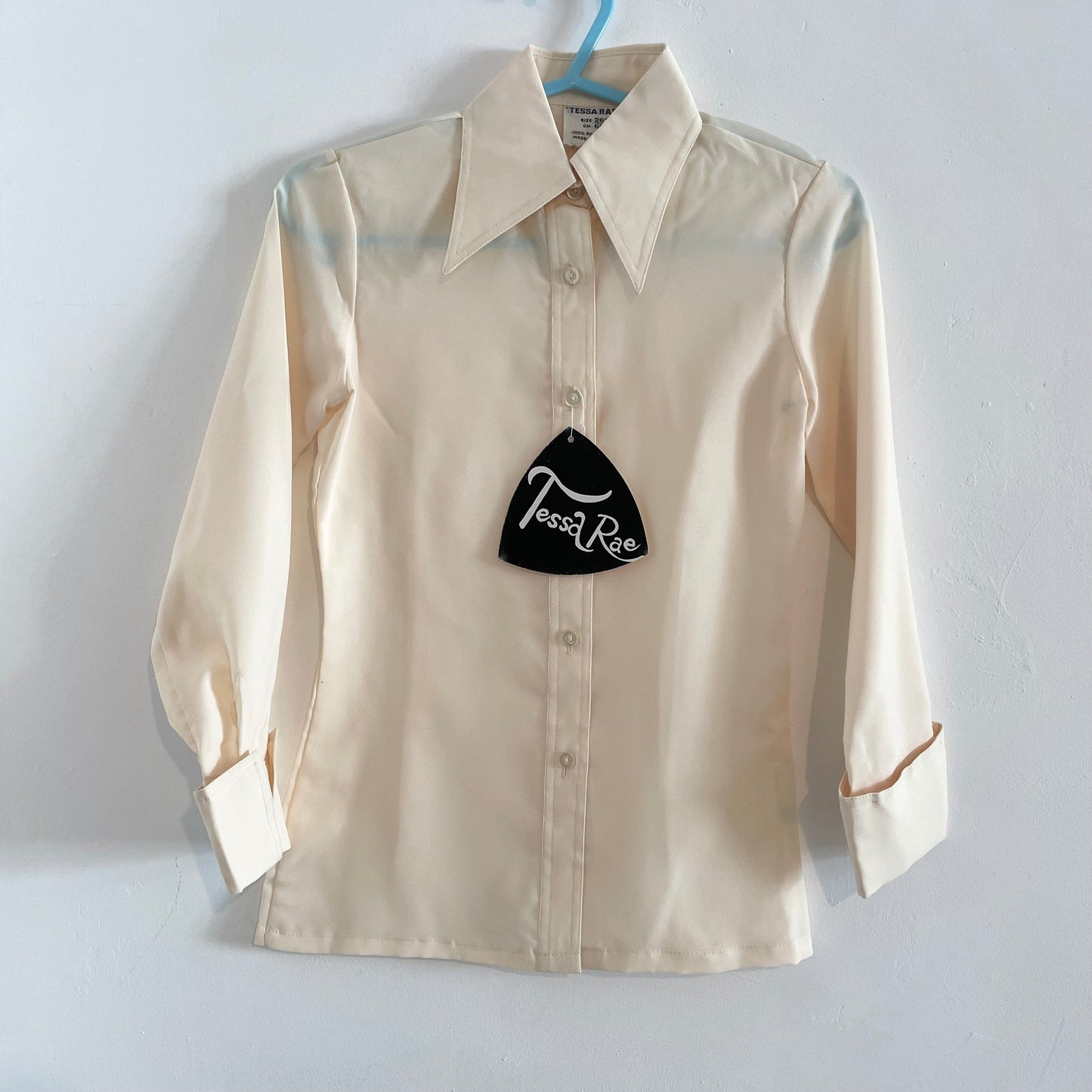 Shirt Vintage Deadstock Tessa Rae Cream Children's Long Sleeve 70s Shirt