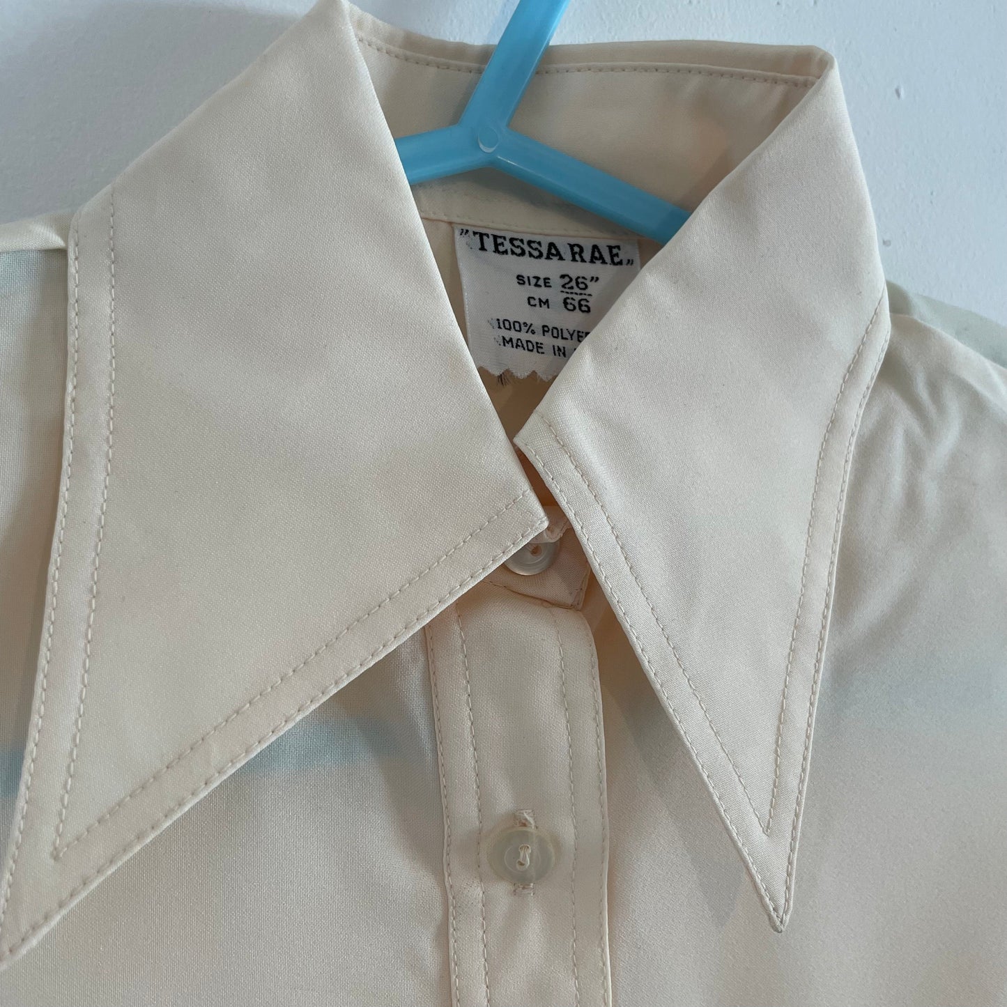 Shirt Vintage Deadstock Tessa Rae Cream Children's Long Sleeve 70s Shirt