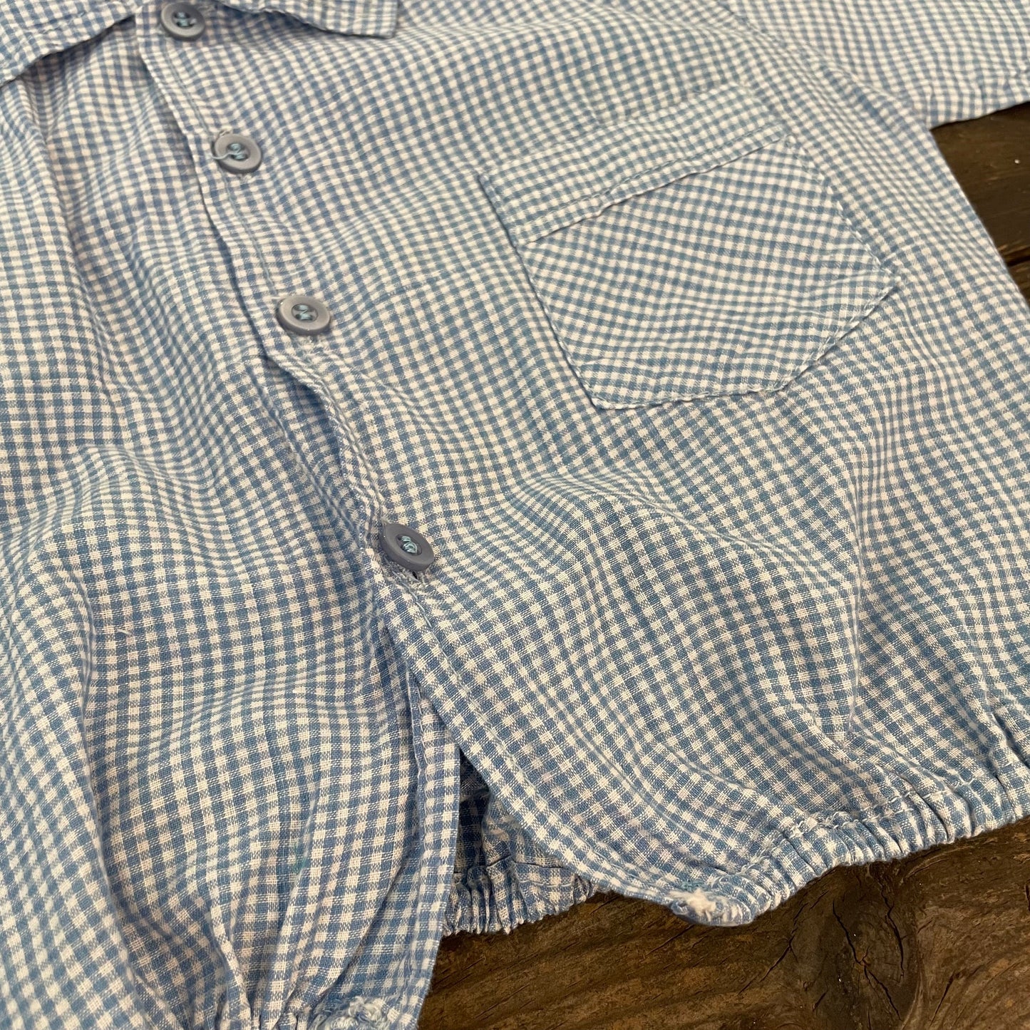 Vintage Deadstock Puma Children's Blue Gingham Shirt Top