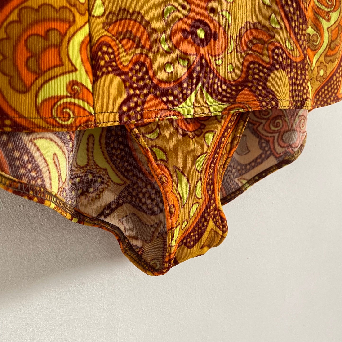 Swimwear Vintage Dederon Orange Flower Power One Piece Costume