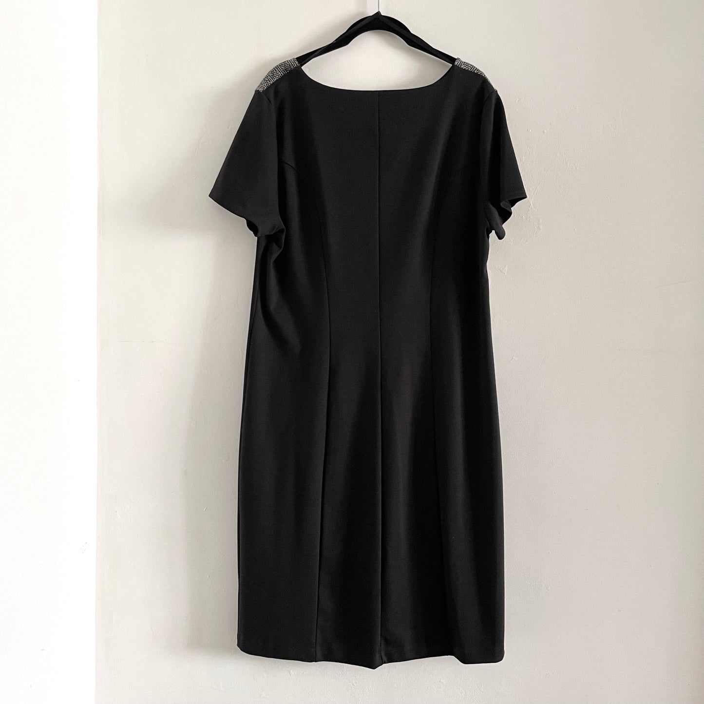 Dress Vintage David Emmanuel Black and Grey Midi Pencil Skirt Dress