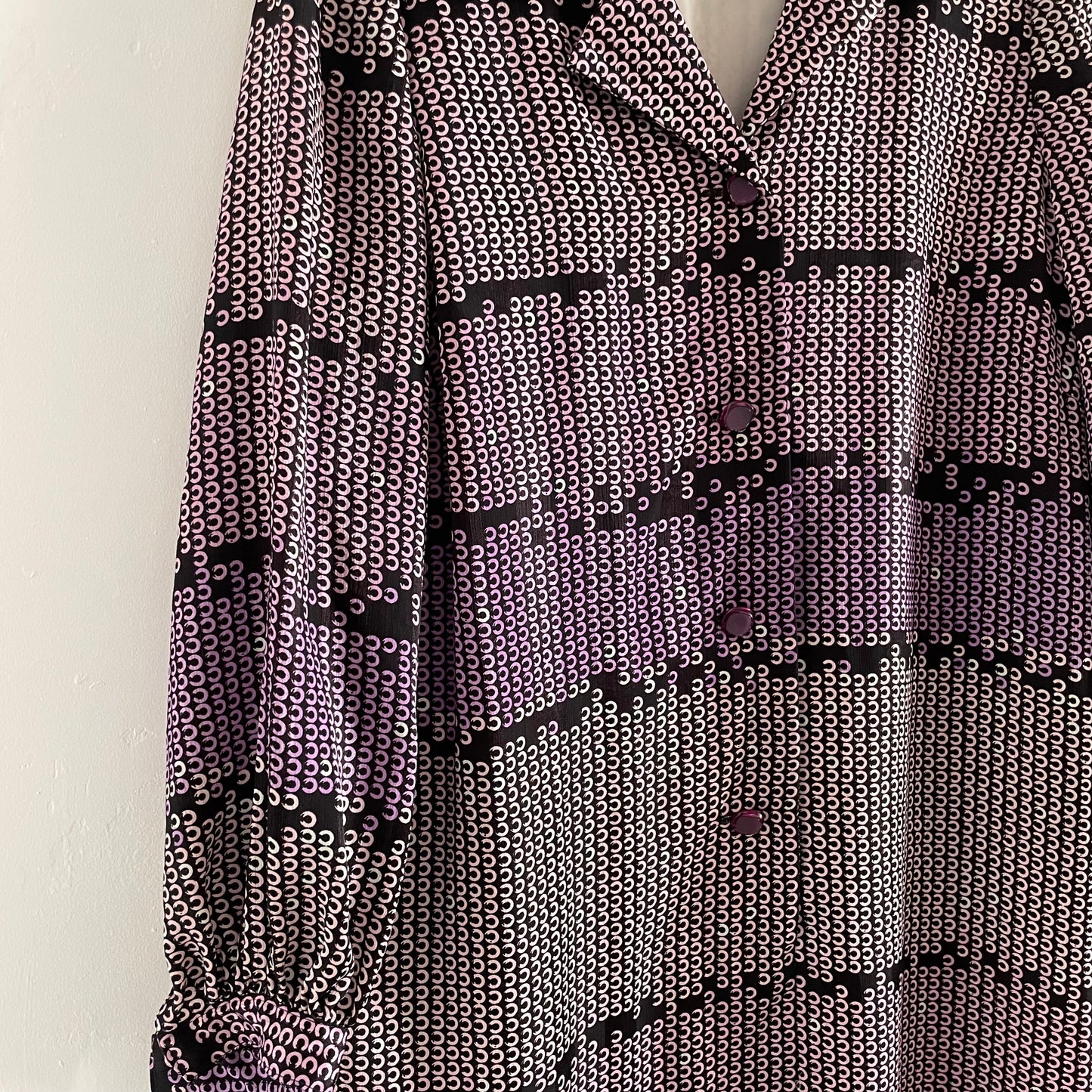Dress Vintage Black and Purple Abstract Patterned Shift Dress