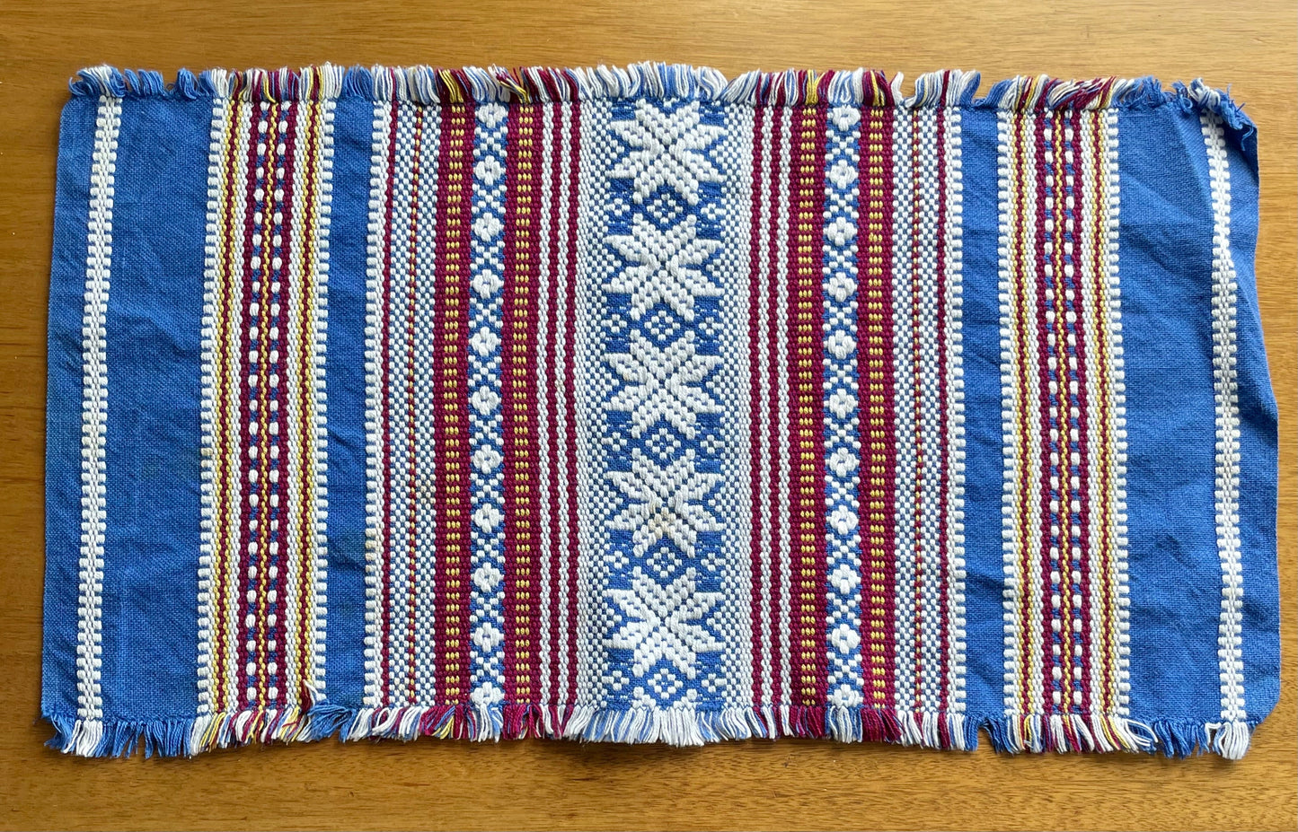 Vintage Blue Scandinavian Star Pattern Placemat with Bag