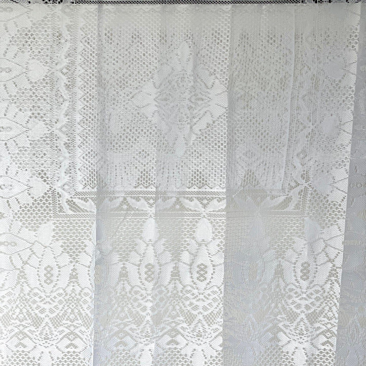 Vintage Net Square Lace Scallop Edge White Tablecloth Fabric