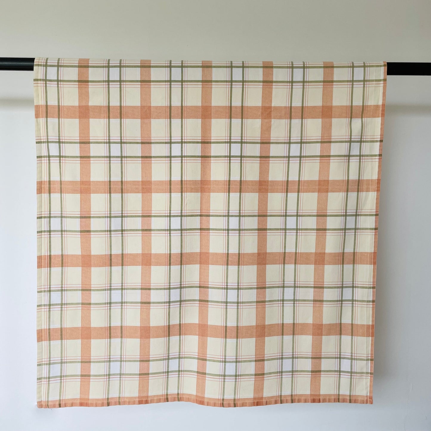 Vintage Pastel Green, Yellow and Peach Pink Tablecloth