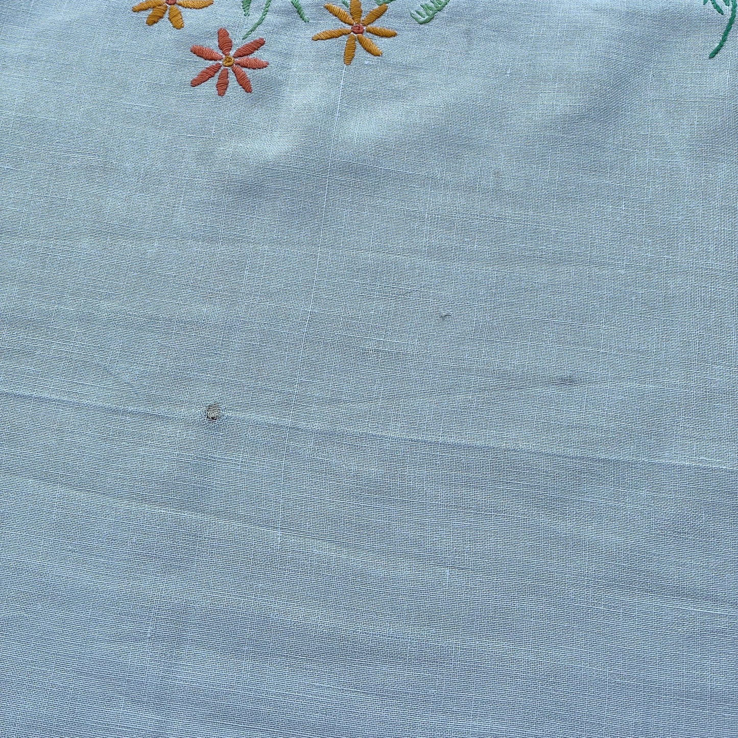 Vintage White Square Tablecloth with Floral Embroidery
