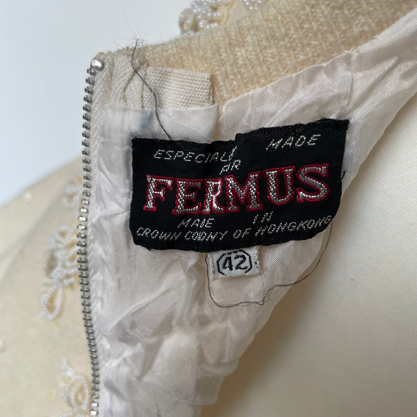 Vintage Cream Knitted Tank Top with Beaded Detailing for Fermus