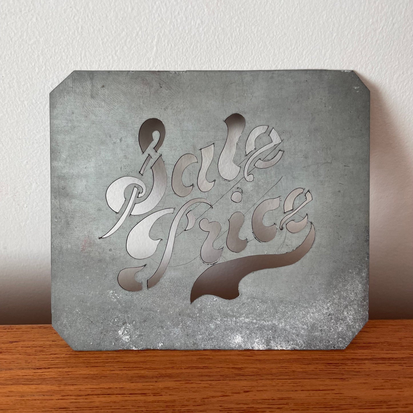 Vintage Metal Shop Sale Price Silver Colour Cutout Sign Decor