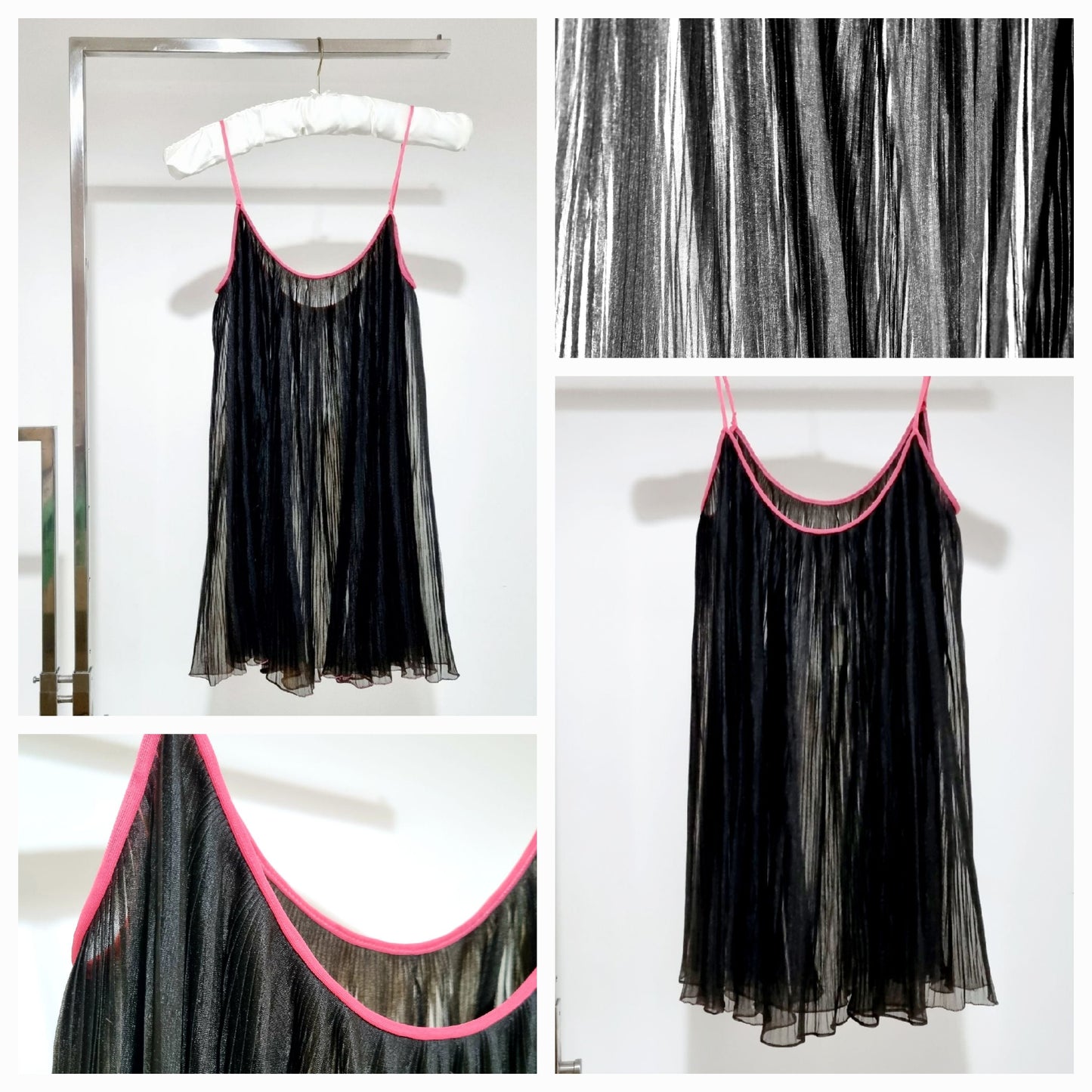 Vintage Nineties Pleated Slip Dress Lingerie, Chemise, Babydoll, Sleepwear (UK1820) - Vintage Appreciation Society
