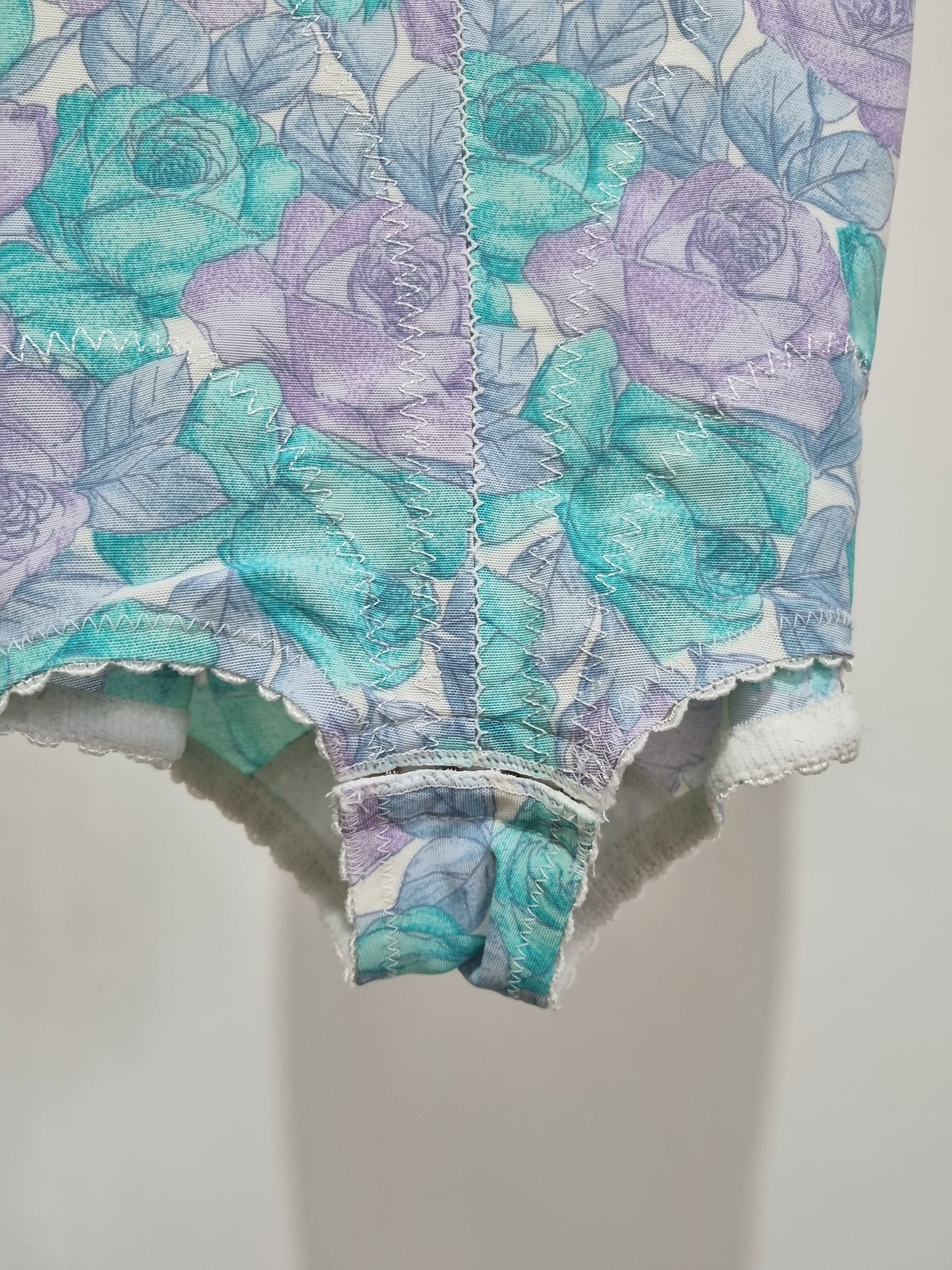 Turquoise Floral Bodysuit (UK812) - Vintage Appreciation Society