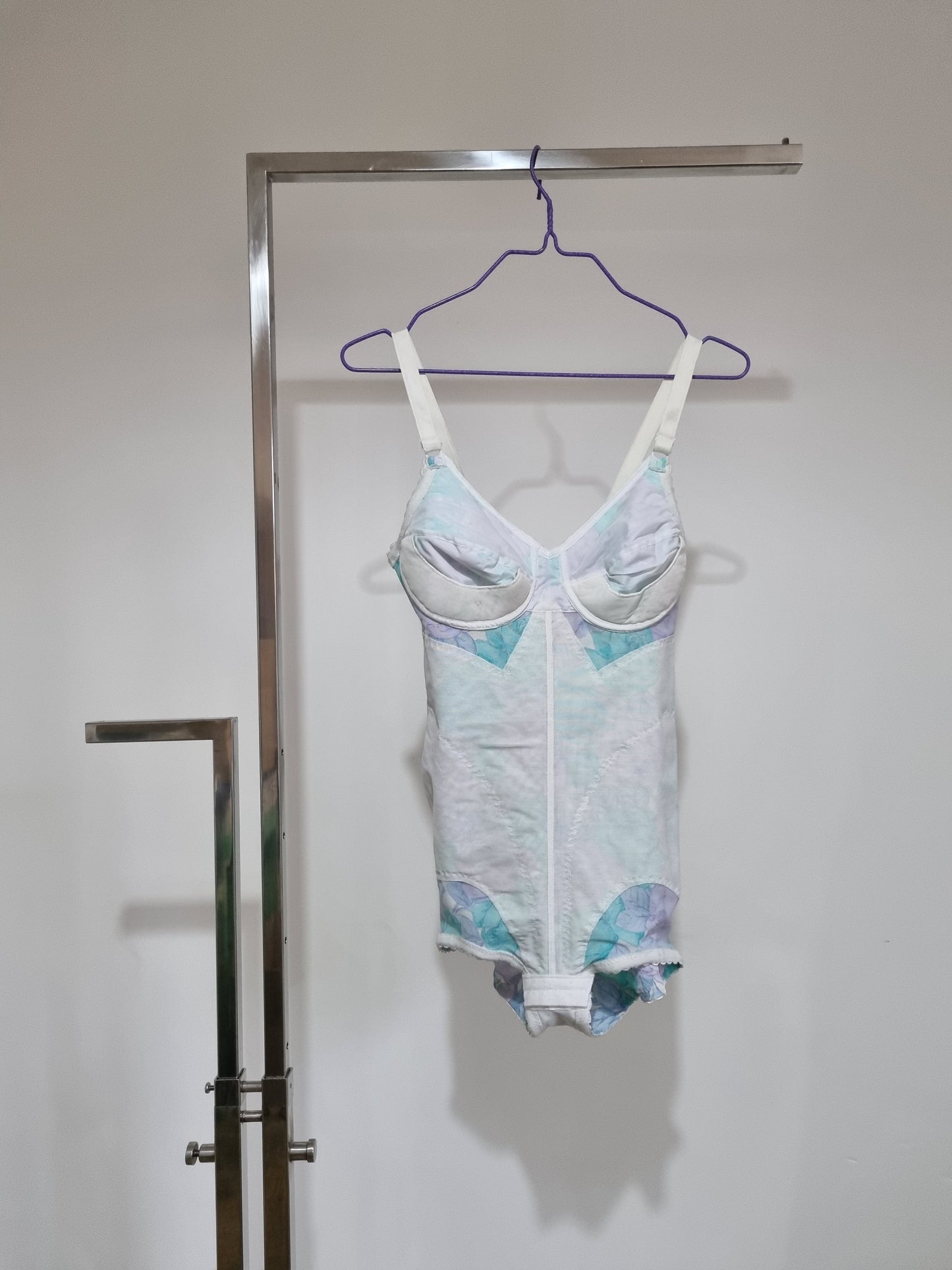 Turquoise Floral Bodysuit (UK812) - Vintage Appreciation Society