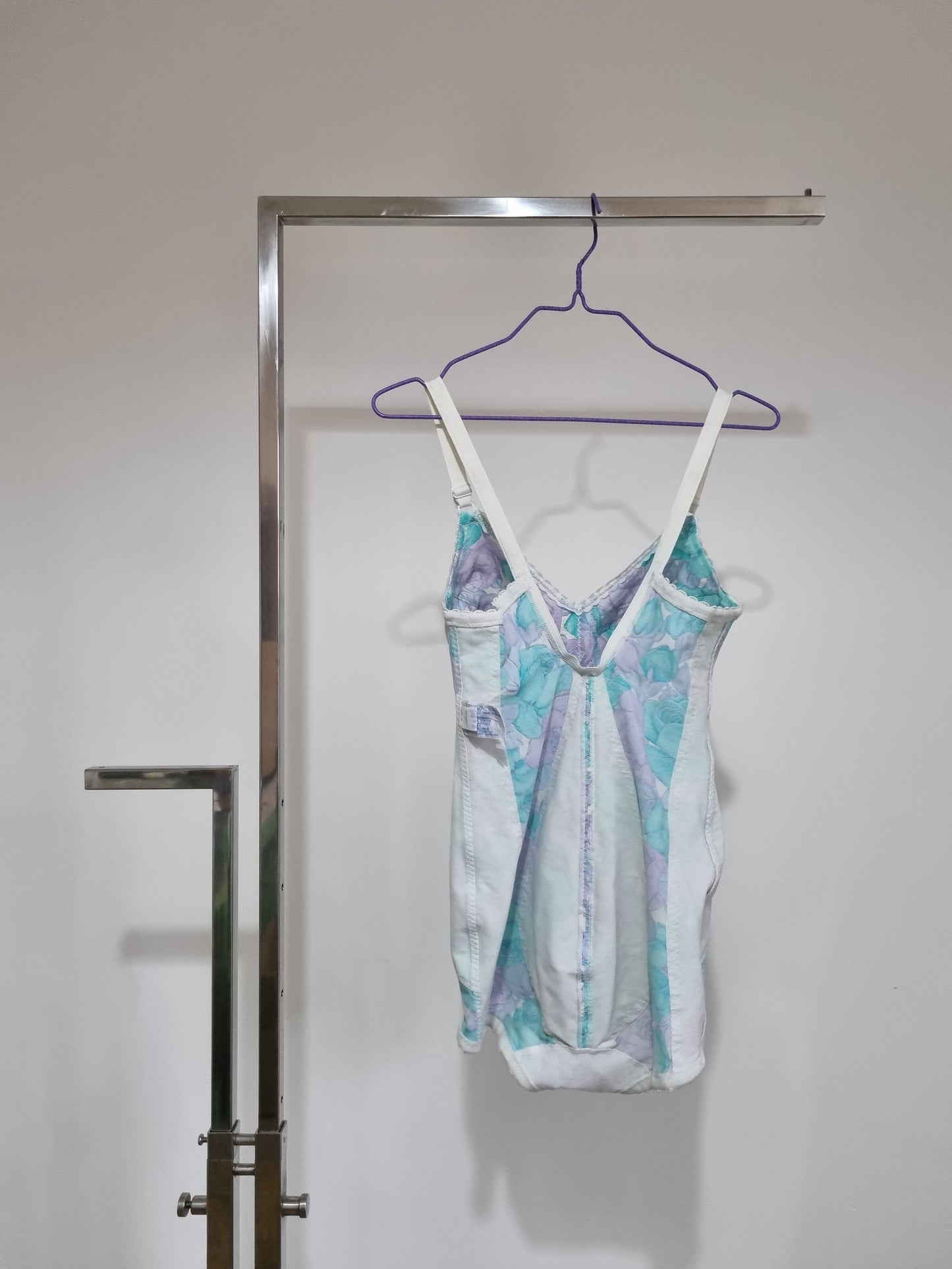 Turquoise Floral Bodysuit (UK812) - Vintage Appreciation Society