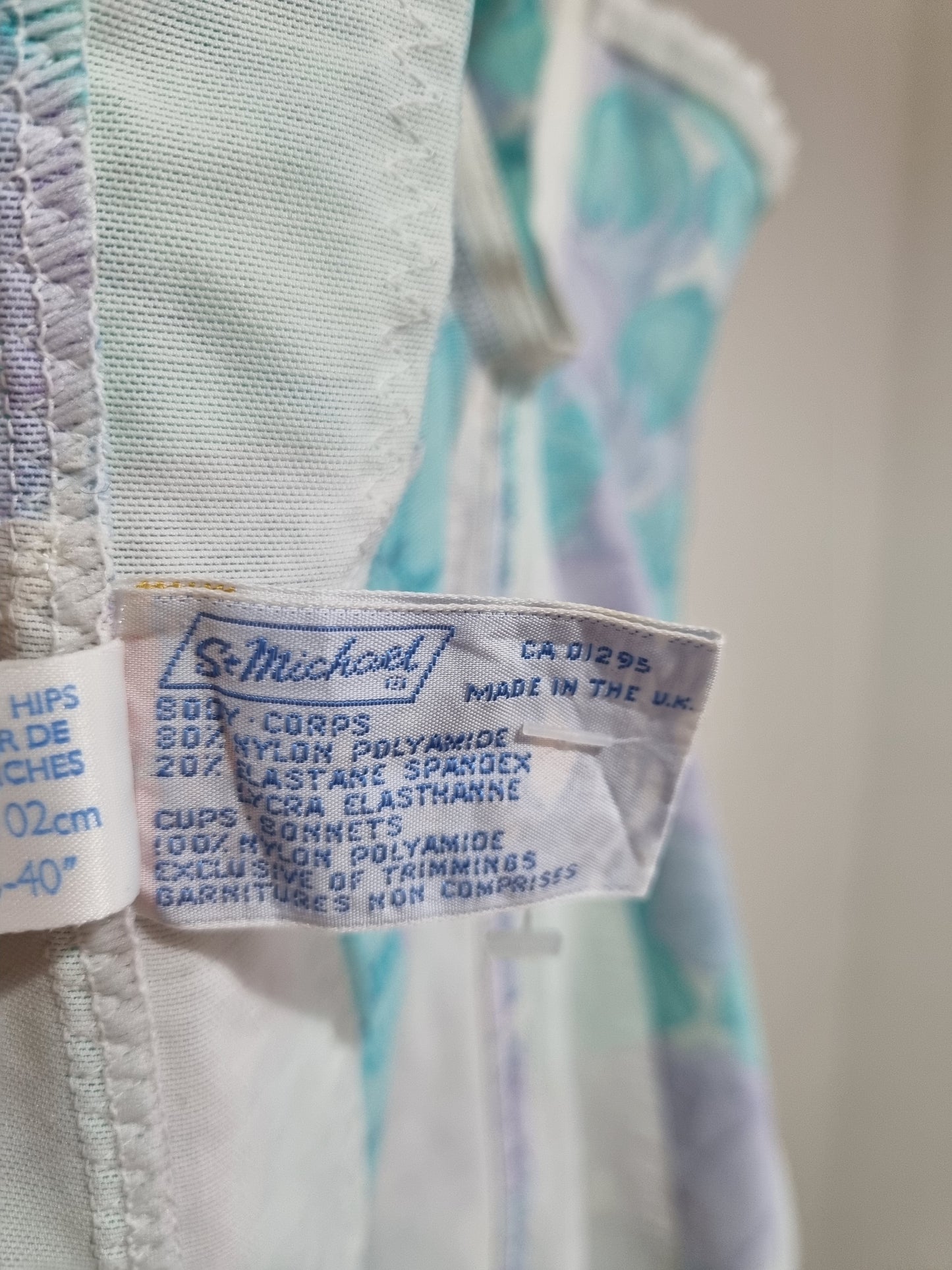 Turquoise Floral Bodysuit (UK812) - Vintage Appreciation Society
