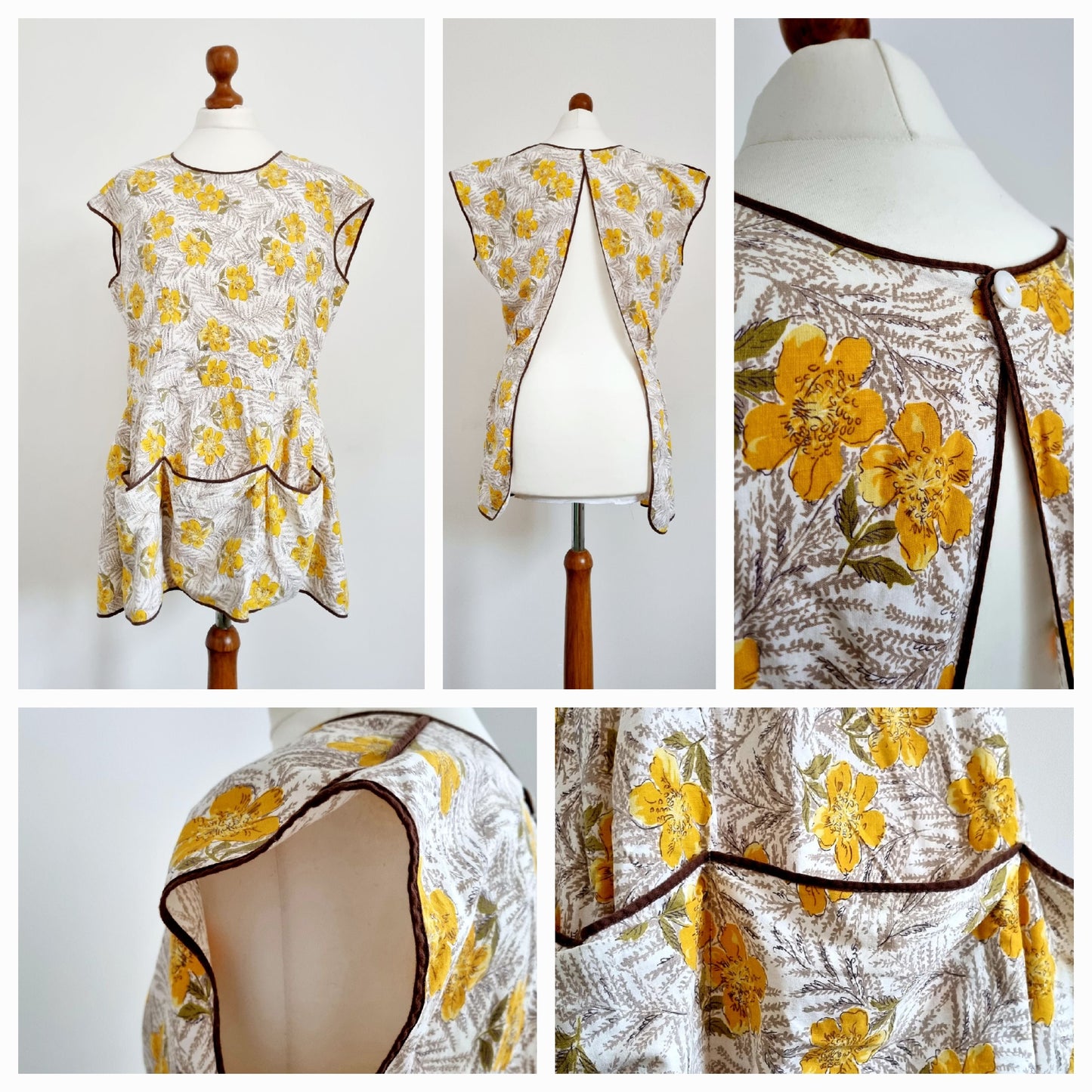 Vintage Apron in Orange and White Handmade 1950s Apron (UK1820) - Vintage Appreciation Society