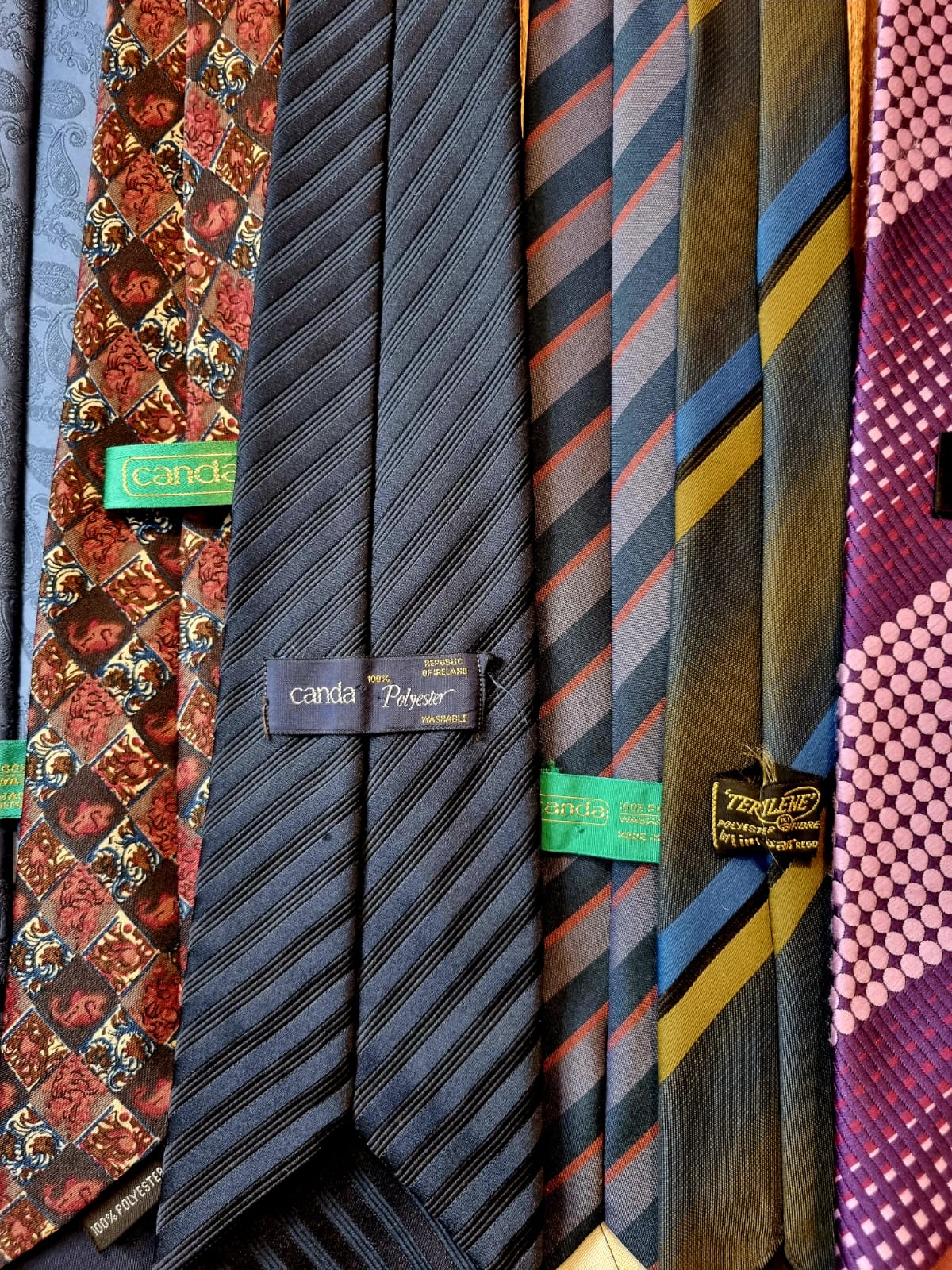 Job Lot Vintage Men's Ties Bundle of 13 Patterned Multicoloured Pieces