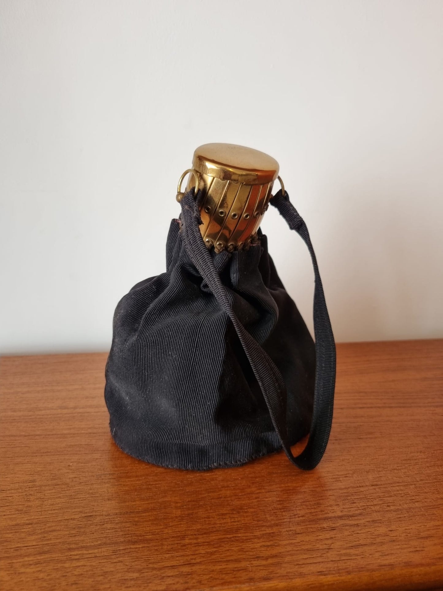 Antique Handmade Expandable Gate Top Vintage Bag Black Lined