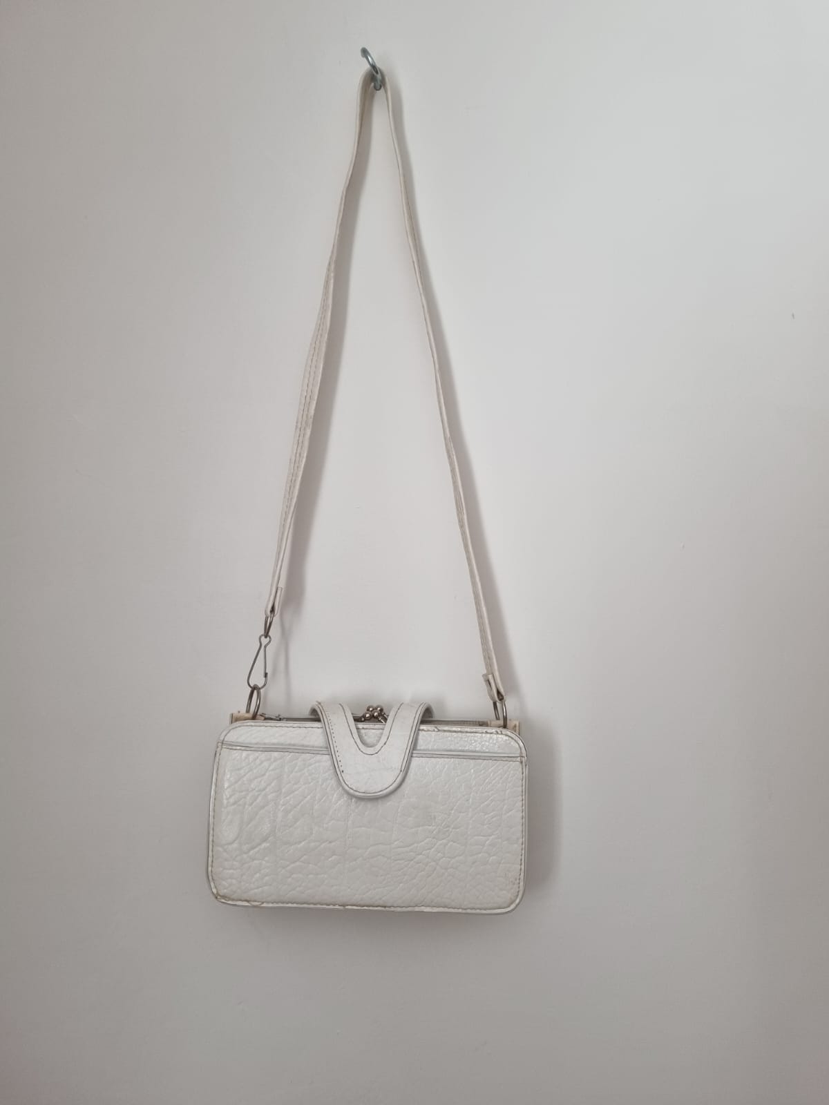 Vintage Bag White Compartment Shoulder Made in Hong Kong