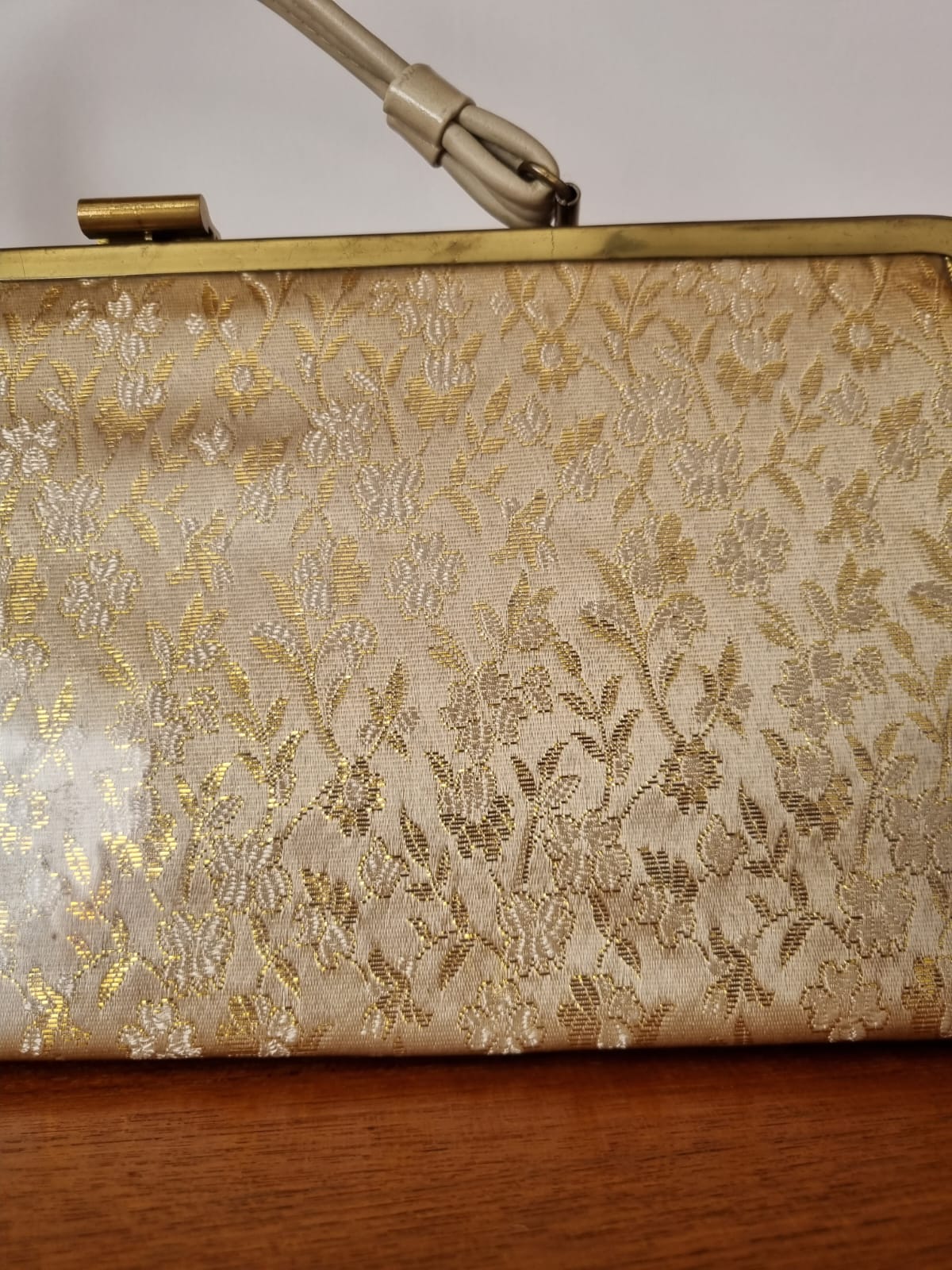 Vintage Baguette Cream Verdi 50s Floral Bridal Handbag