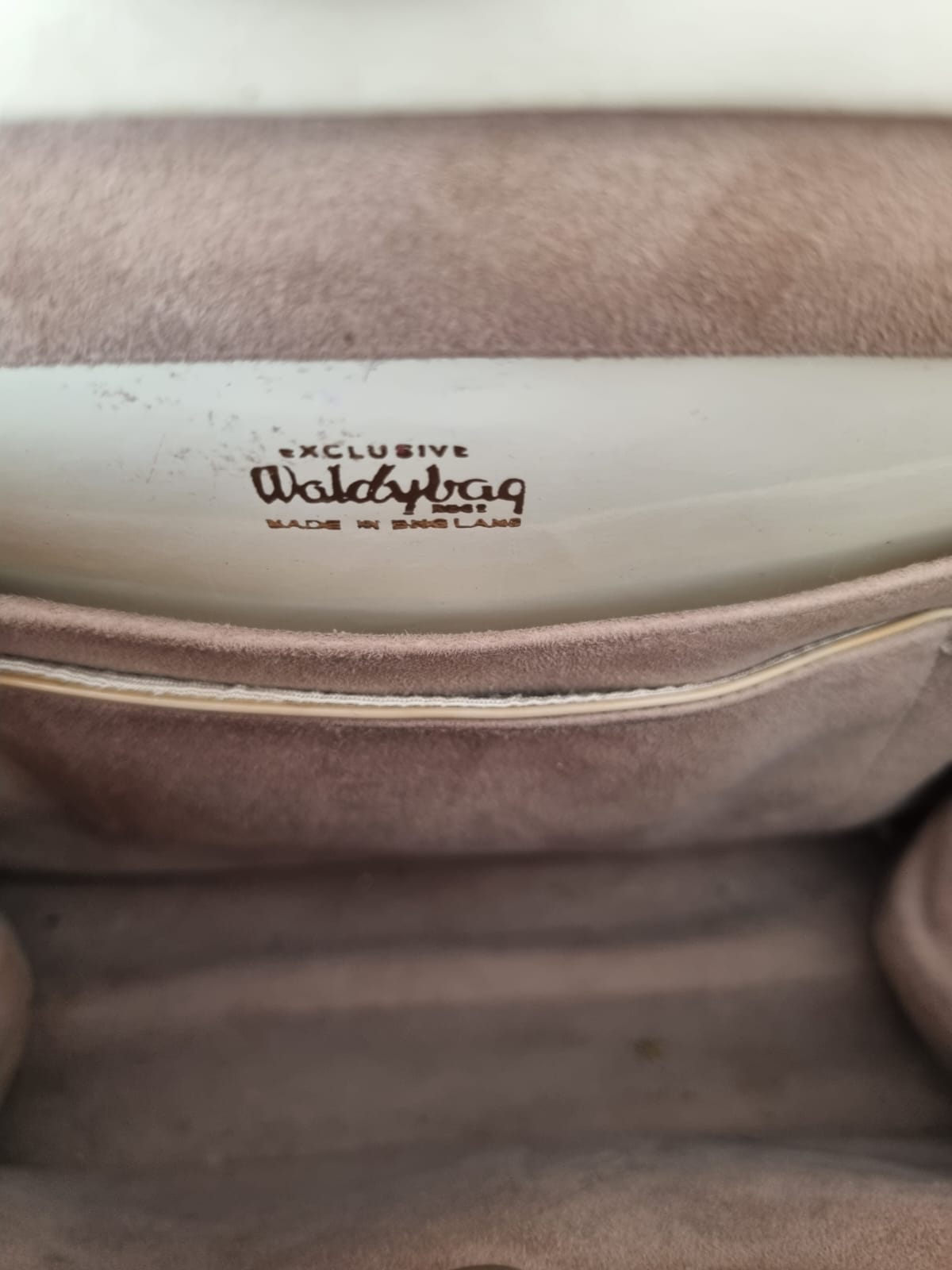 Vintage Cream Waldybag Structured Patent Kelly Handbag