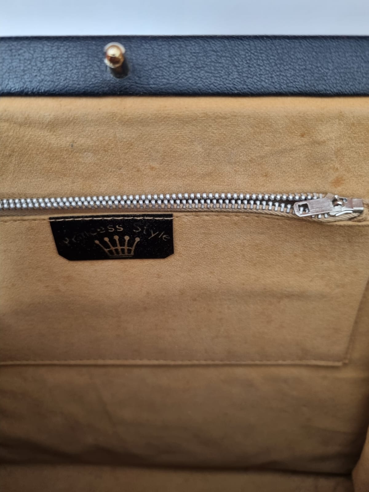 Vintage Floral Tapestry Black Wool and Leather Handbag