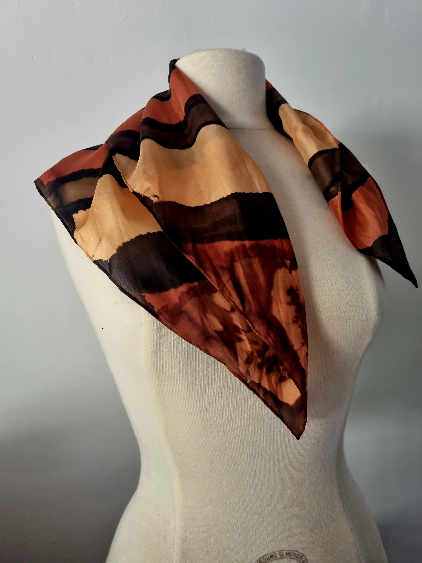 Vintage Scarf The Brown and Orange One Handmade Unique Design